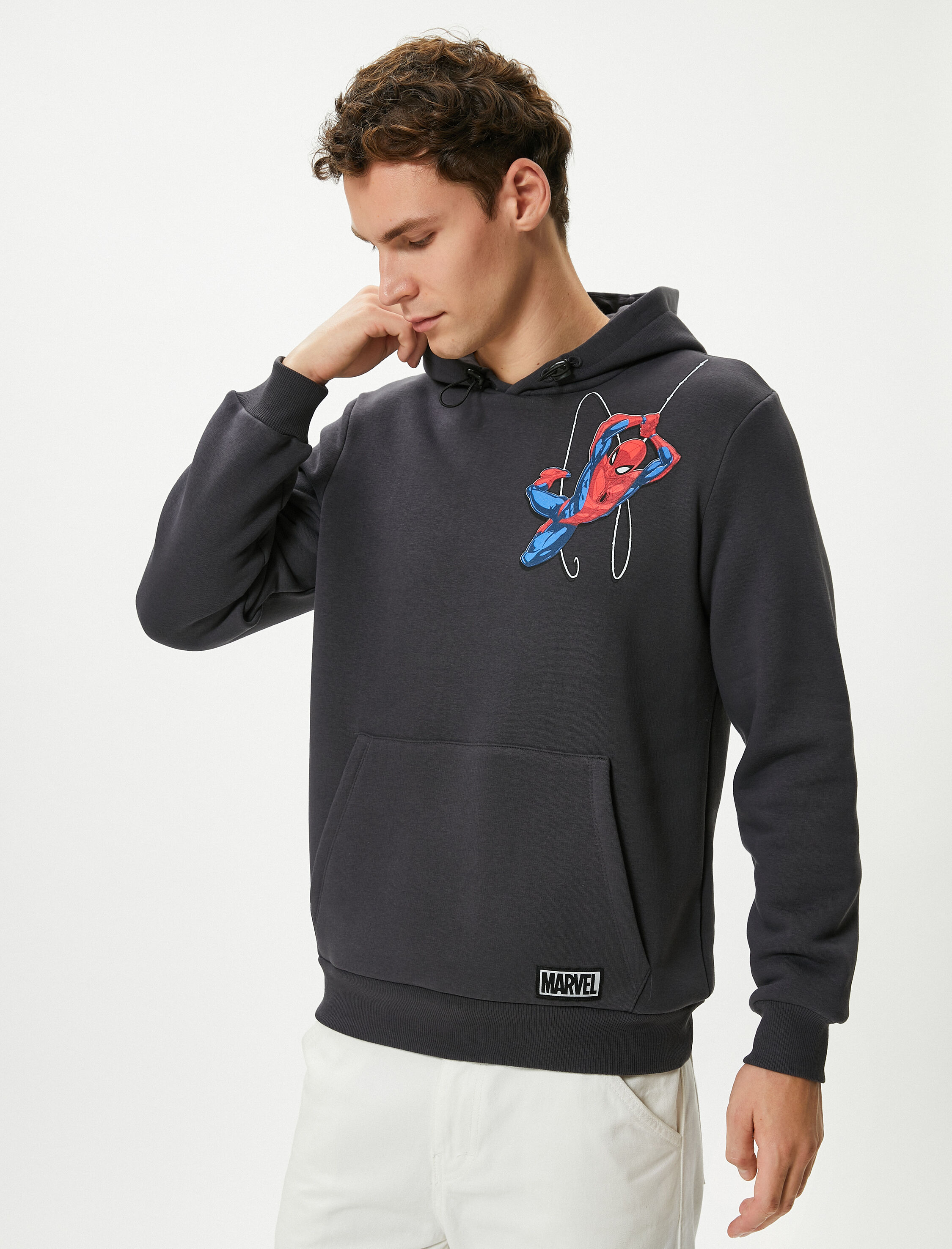   Spiderman Oversize Hoodie Kanguru Cepli Lisanslı Baskılı Şardonlu