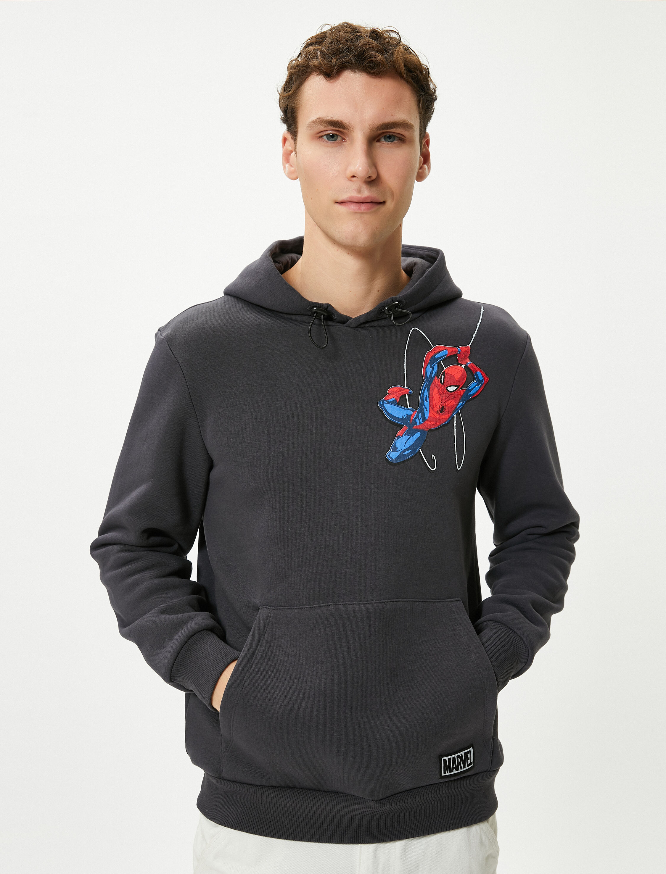   Spiderman Oversize Hoodie Kanguru Cepli Lisanslı Baskılı Şardonlu