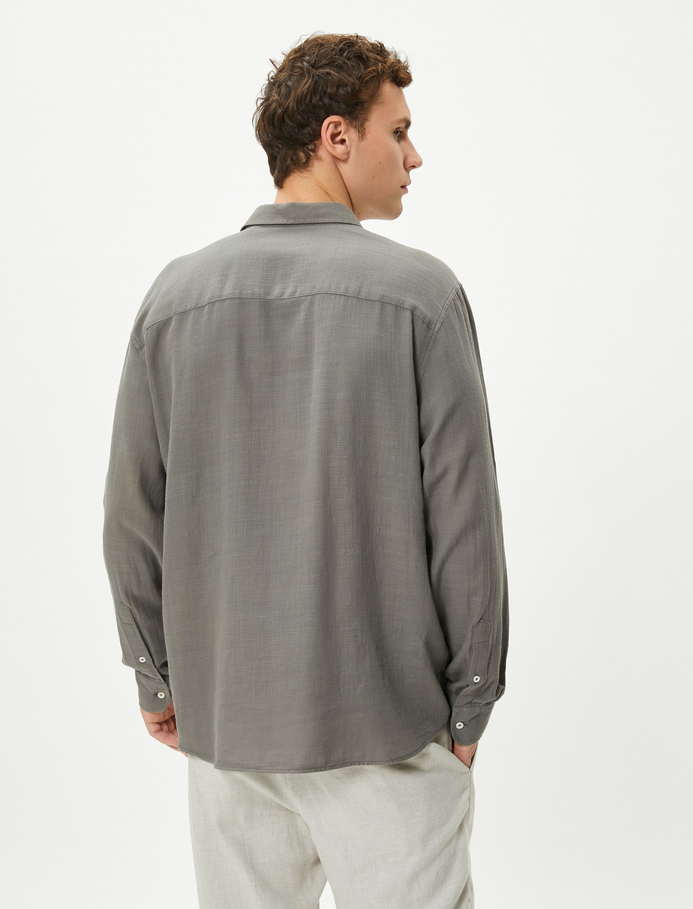   İtalyan Yaka Gömlek Uzun Kollu Pamuklu Regular Fit