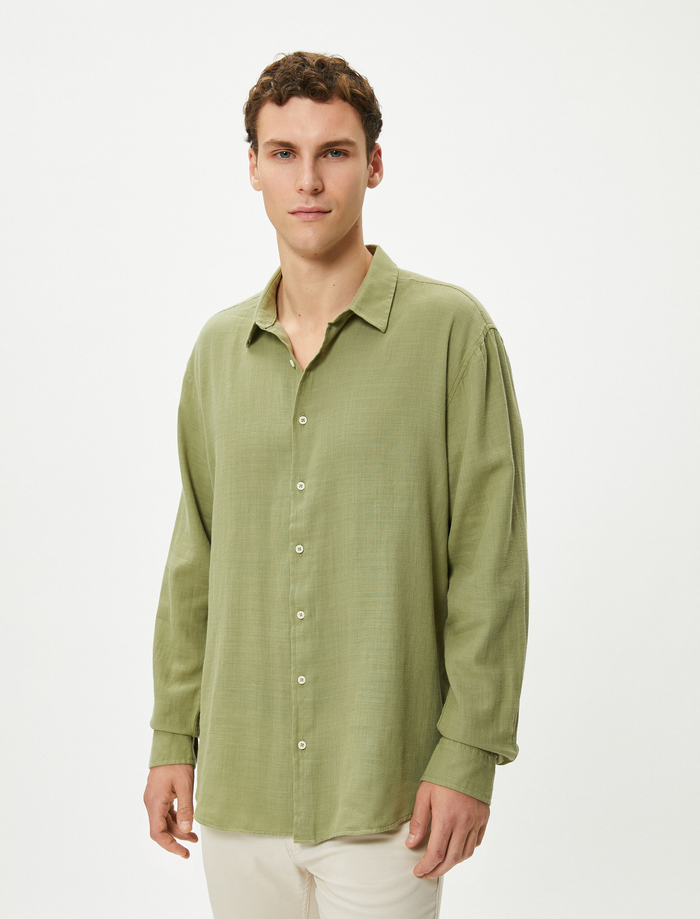   İtalyan Yaka Gömlek Uzun Kollu Pamuklu Regular Fit