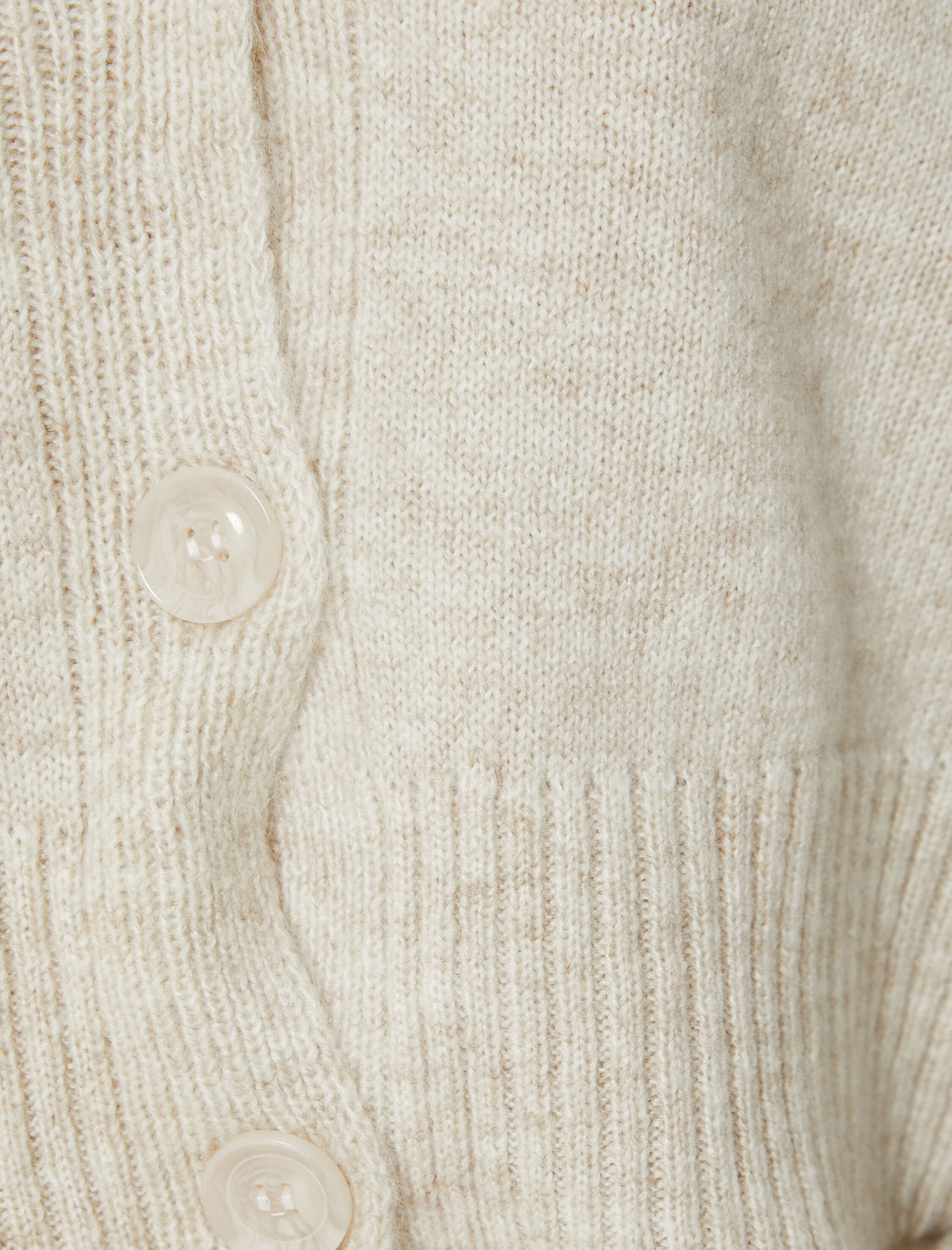   Düğmeli V Yaka Hırka Yumuşak Dokulu Uzun Kollu