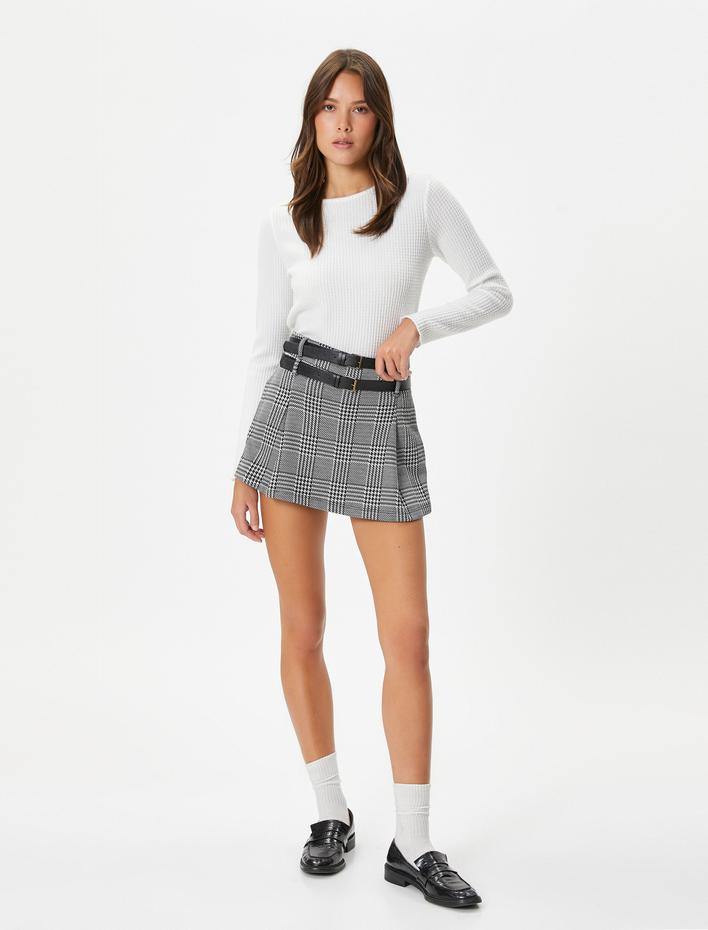  Uzun Kollu Tişört Bisiklet Yaka Dokulu