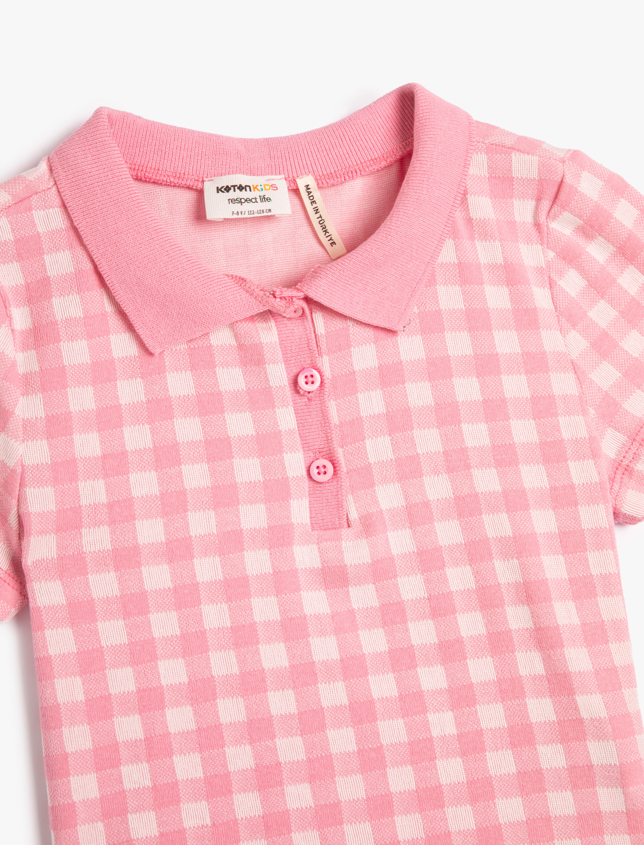  Kız Çocuk Polo Tişört Crop Kısa Kollu Düğme Detaylı Dar Kalıp