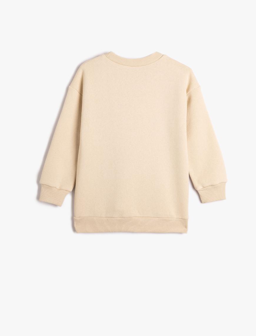  Erkek Çocuk Basic Sweatshirt Uzun Kollu Bisiklet Yaka Şardonlu