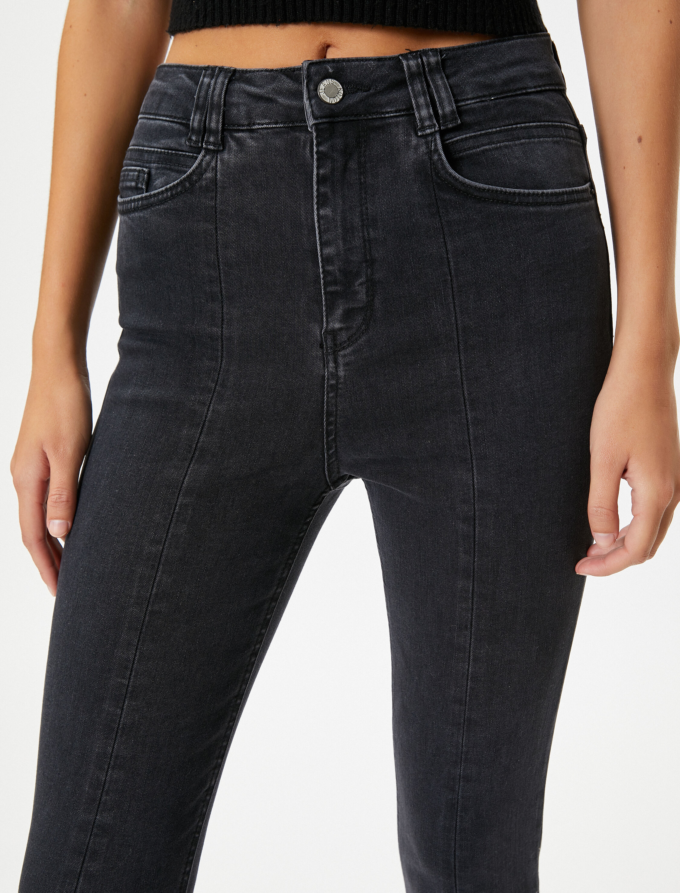   Yüksek Bel Kot Pantolon Dar Paça Dar Kesim Cepli Hafif Esneyen Pamuklu - Carmen Jean