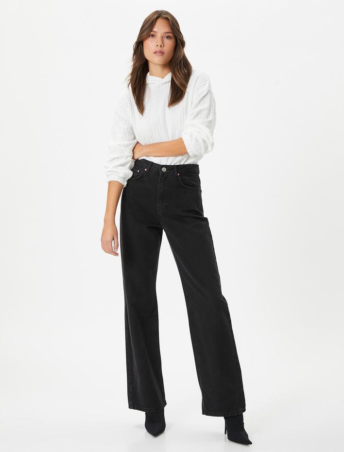  Kapüşonlu Sweatshirt Dokulu Beli Lastikli