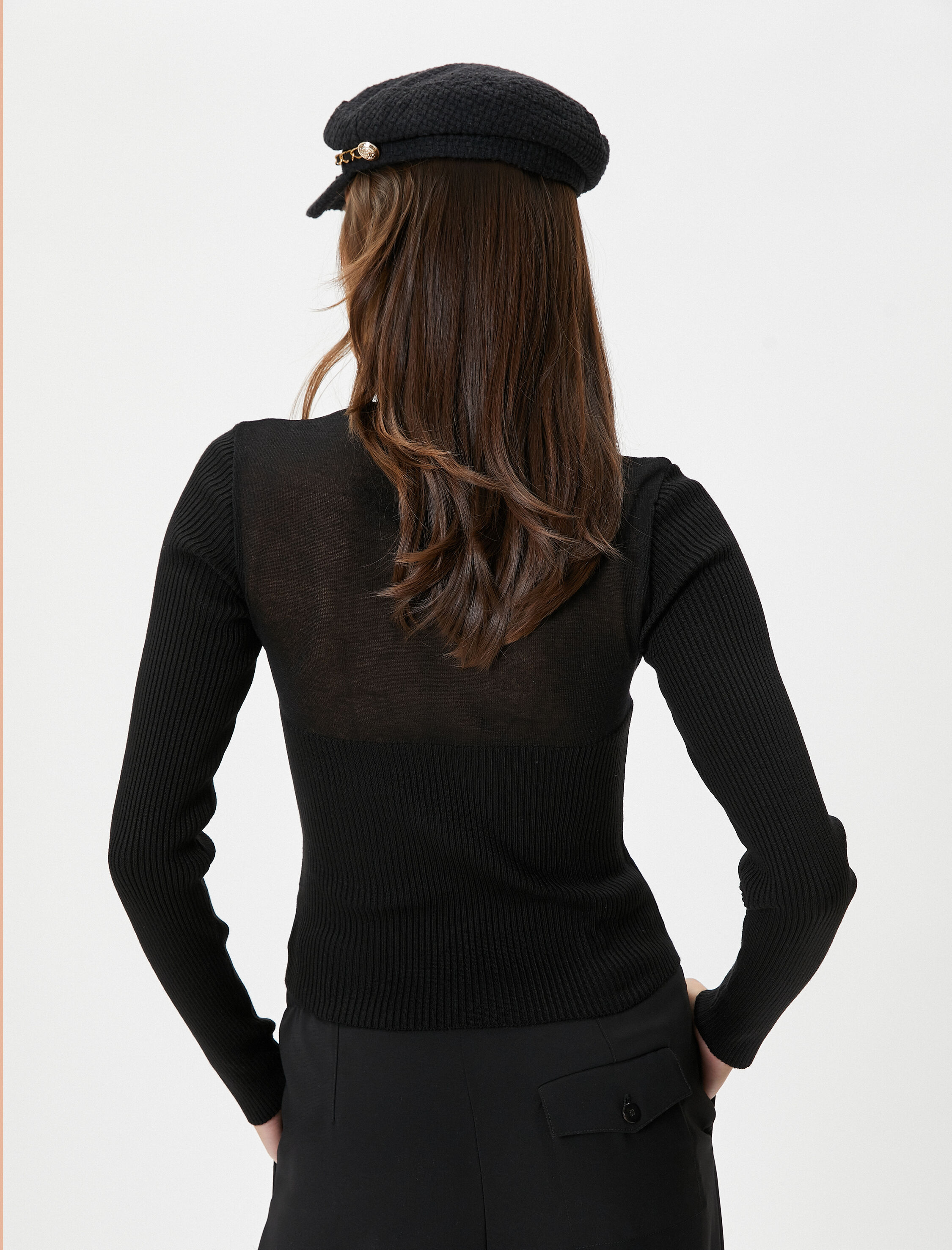   Triko Kazak Tül Detaylı Bisiklet Yaka Fitilli