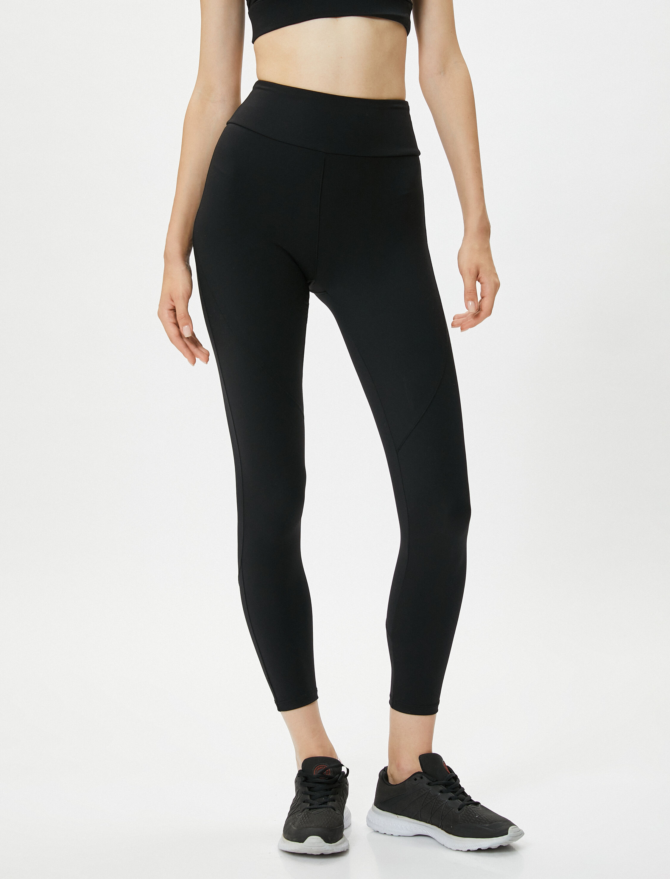   Yüksek Bel Spor Tayt Crop Paça Tuşe Yumuşak Dokulu