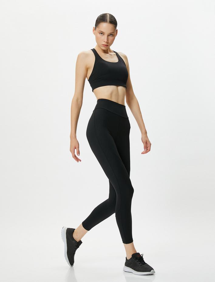  Yüksek Bel Spor Tayt Crop Paça Tuşe Yumuşak Dokulu