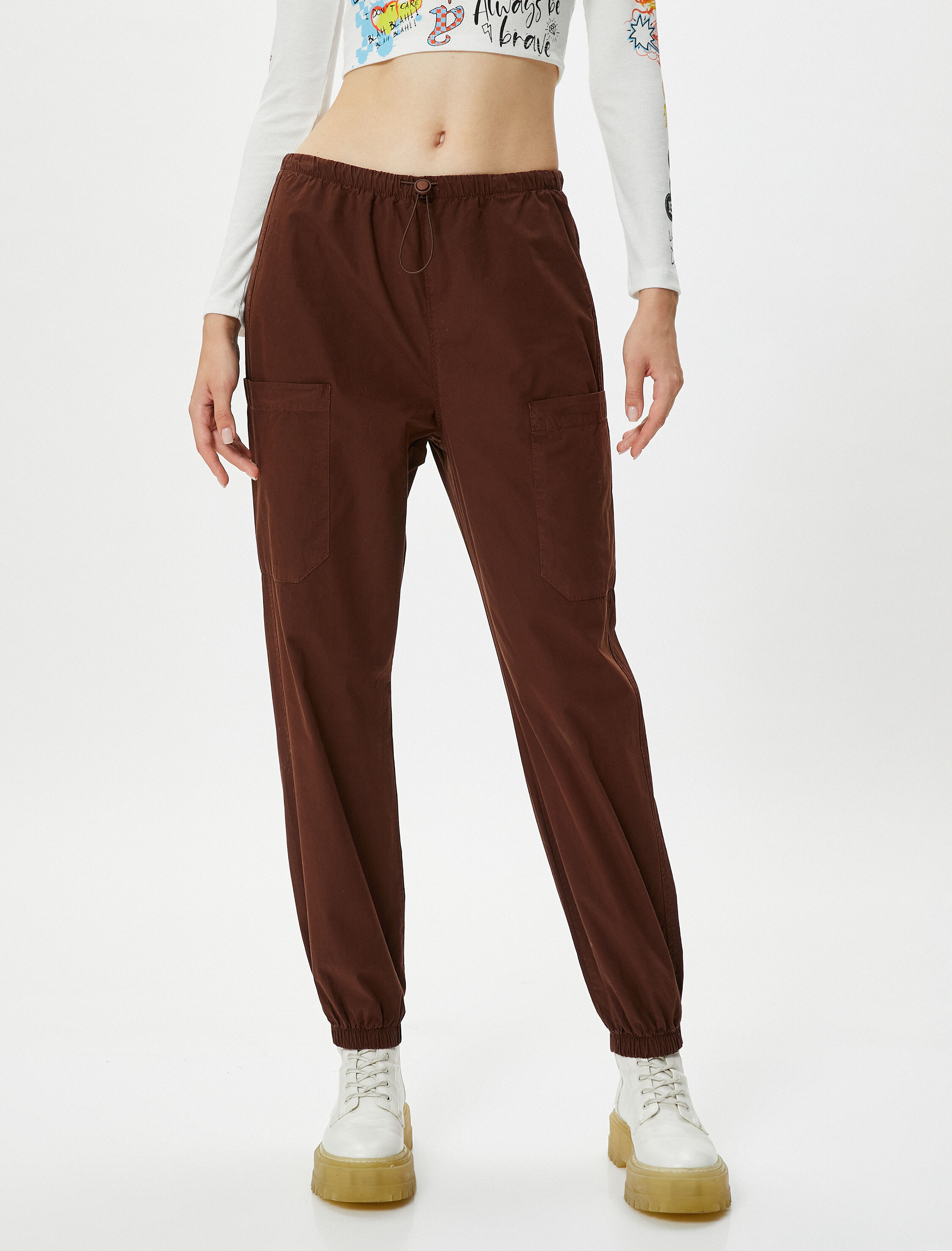   Paraşüt Pantolon Cep Detaylı Lastikli Stoperli Pamuklu