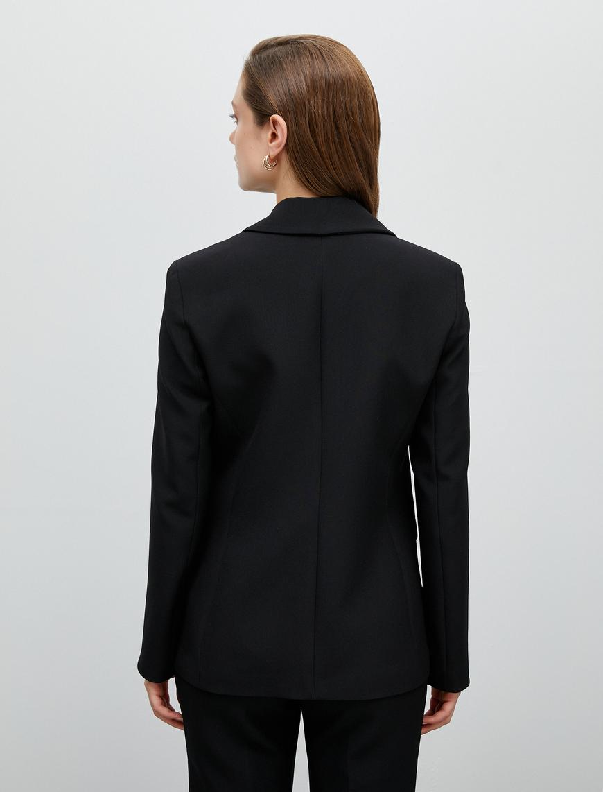   Basic Blazer Ceket Tek Düğmeli Cep Kapaklı