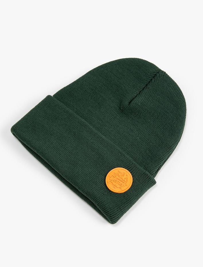 Erkek Sloganlı Bere Etiket Baskılı Katlama Detaylı