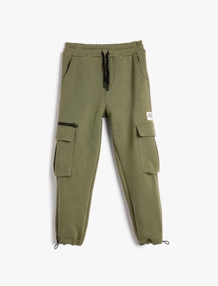 Erkek Çocuk Jogger Eşofman Altı Cepli Beli Bağlamalı Şardonlu Pamuklu