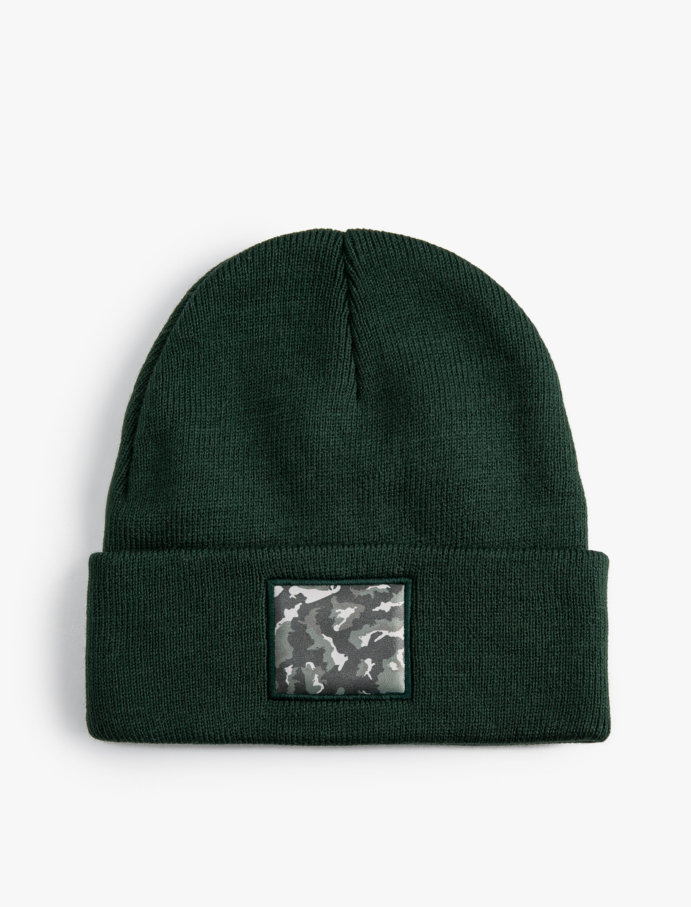  Erkek Örgü Bere Kamuflaj Detaylı Etiket İşlemeli Katlamalı