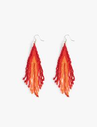 Boncuklu Küpe Sallantılı Çok Renkli