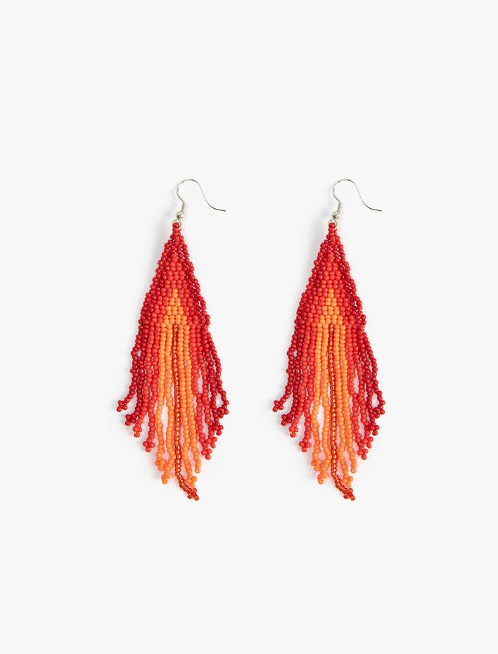 Kadın Boncuklu Küpe Sallantılı Çok Renkli