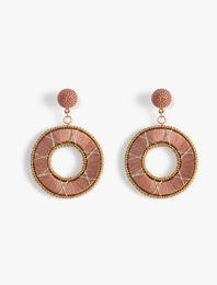 Boncuklu Küpe Sallantılı Geometrik Şekilli