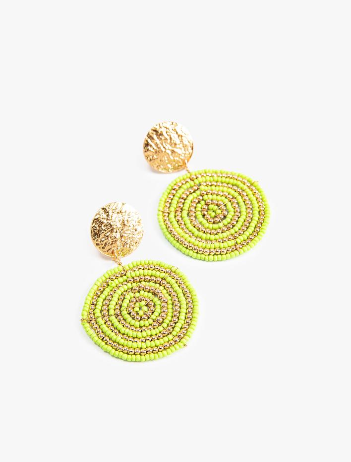 Kadın Boncuklu Küpe Sallantılı Geometrik Şekilli