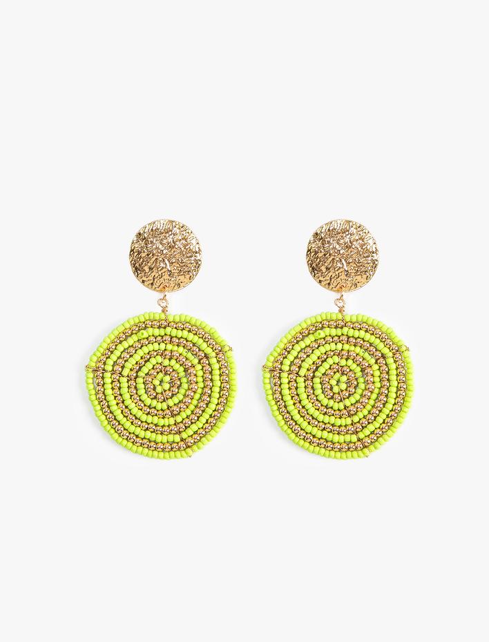 Kadın Boncuklu Küpe Sallantılı Geometrik Şekilli