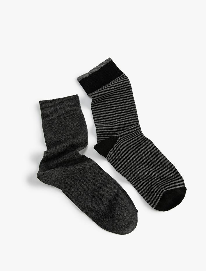 Erkek Çizgili 2'li Soket Çorap Seti