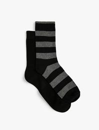 2'li Soket Çorap Seti Şerit Desenli