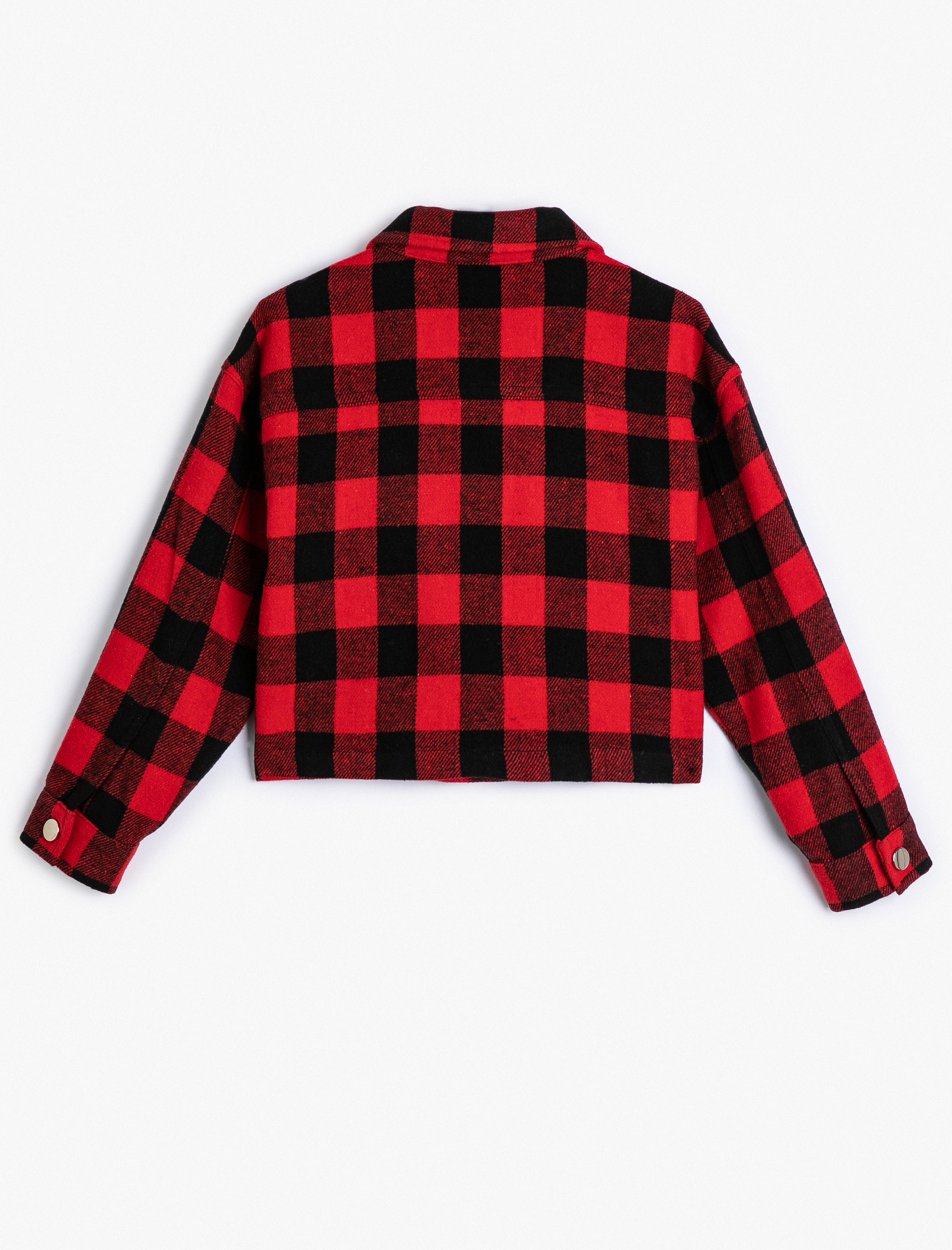  Kız Çocuk Gömlek Ceket Cep Detaylı Uzun Kollu