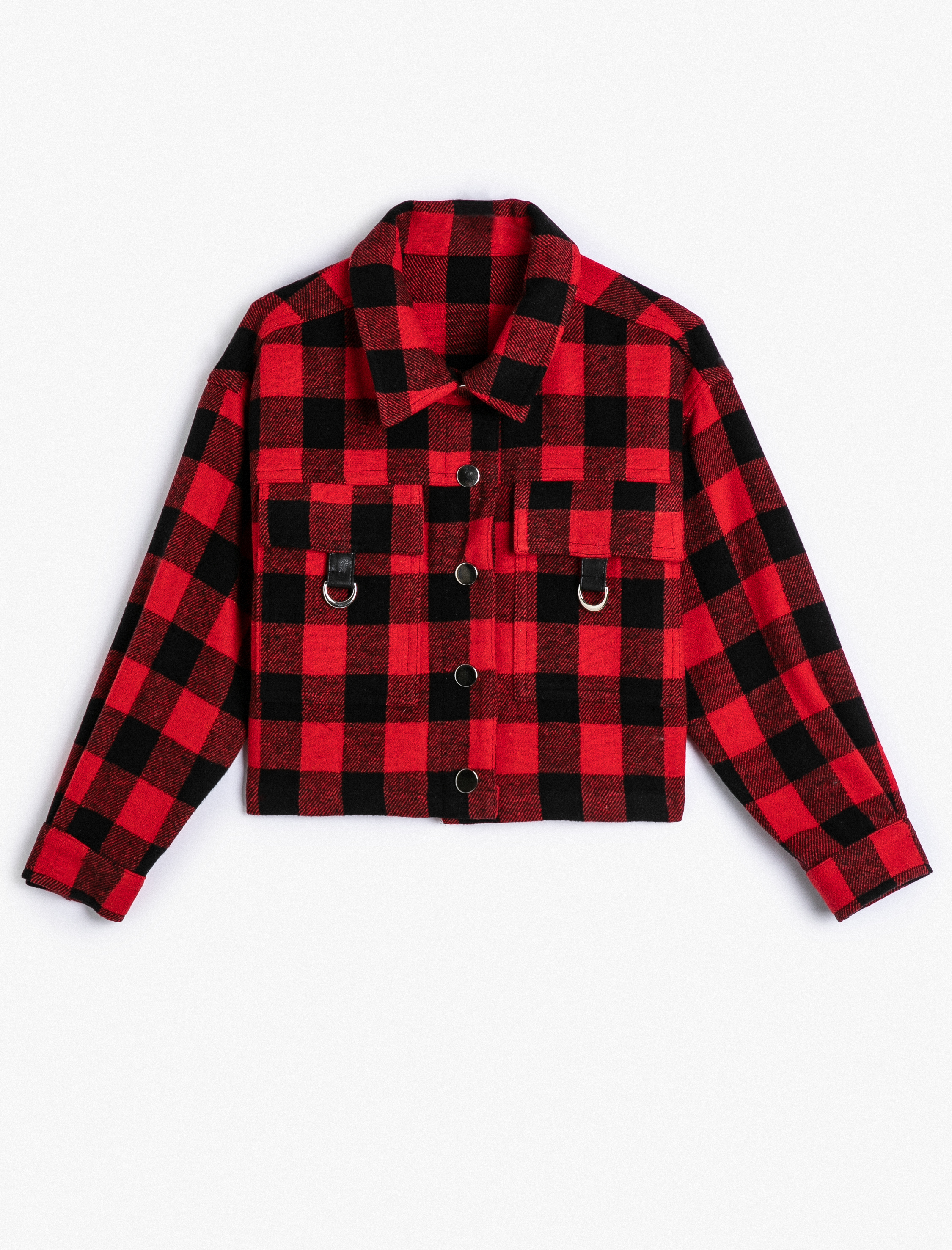  Kız Çocuk Gömlek Ceket Cep Detaylı Uzun Kollu