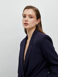 Oversize Blazer Ceket Kapaklı Cepli Kruvaze