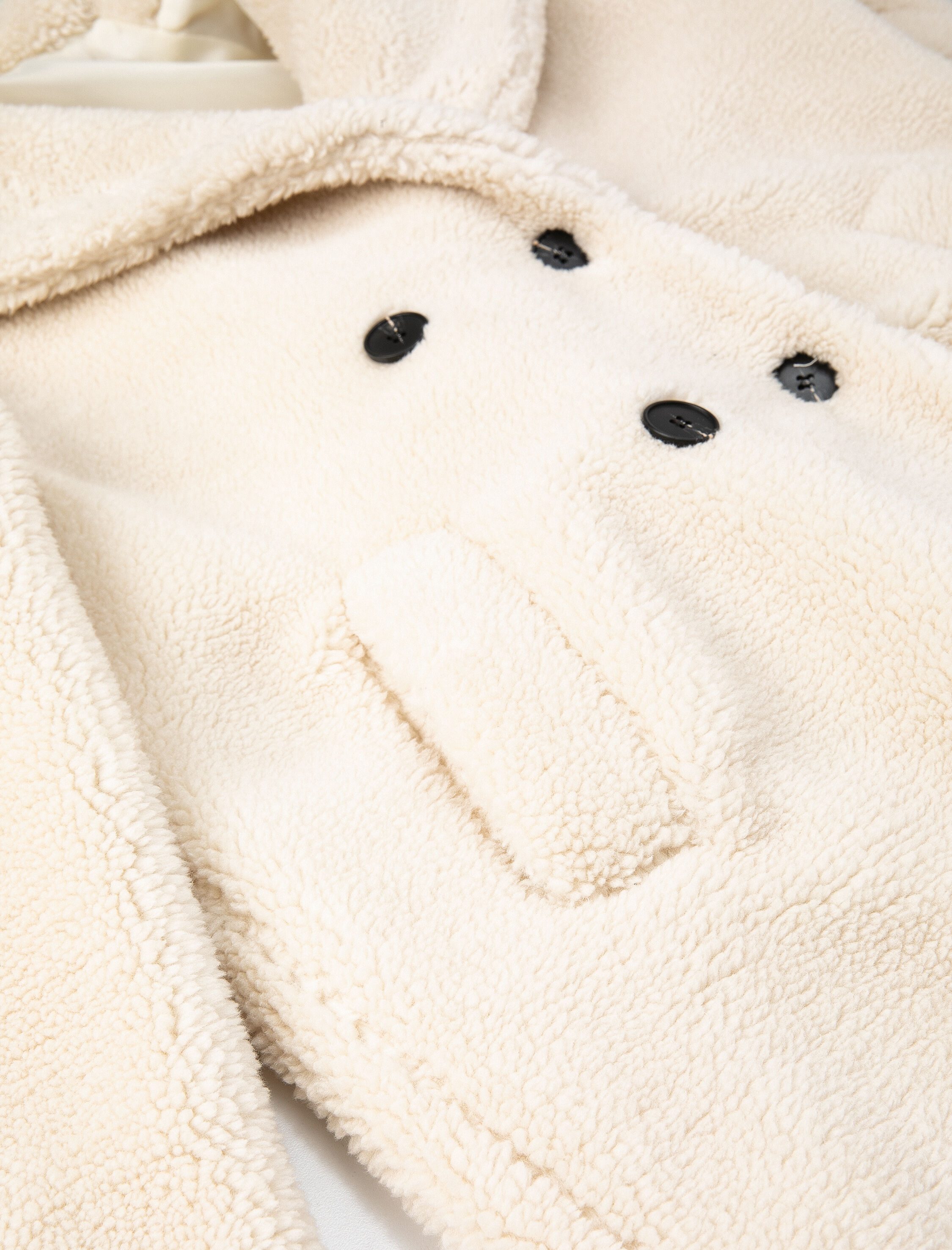 Peluş Mont Kruvaze Düğmeli Cep Detaylı