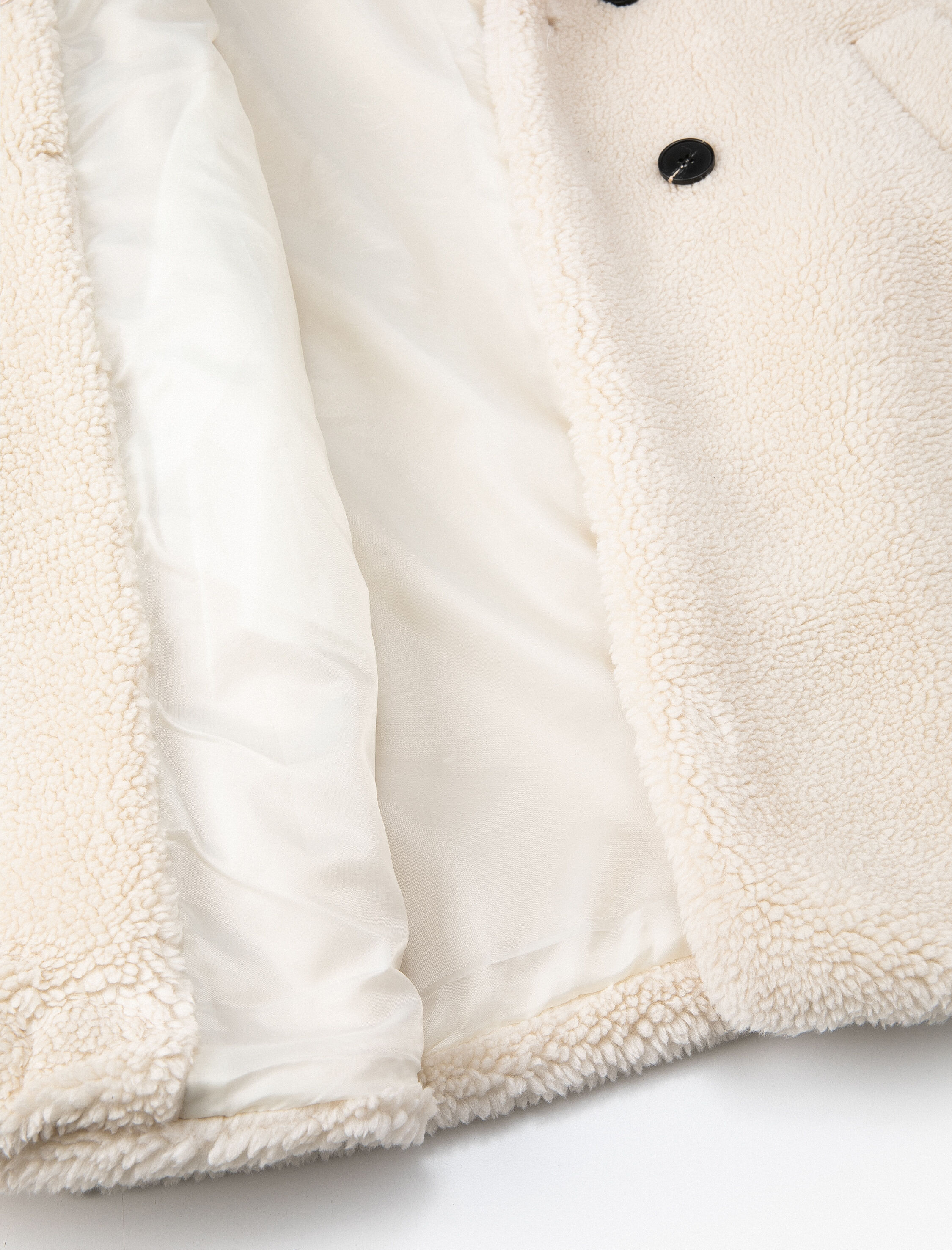 Peluş Mont Kruvaze Düğmeli Cep Detaylı