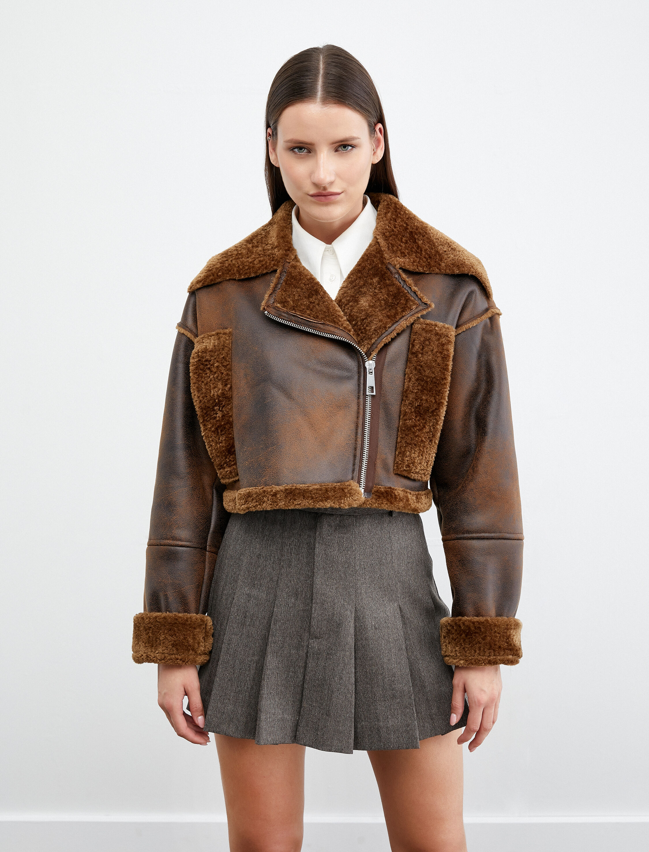   Tuba Ünsal X Koton - Suni Deri Biker Ceket