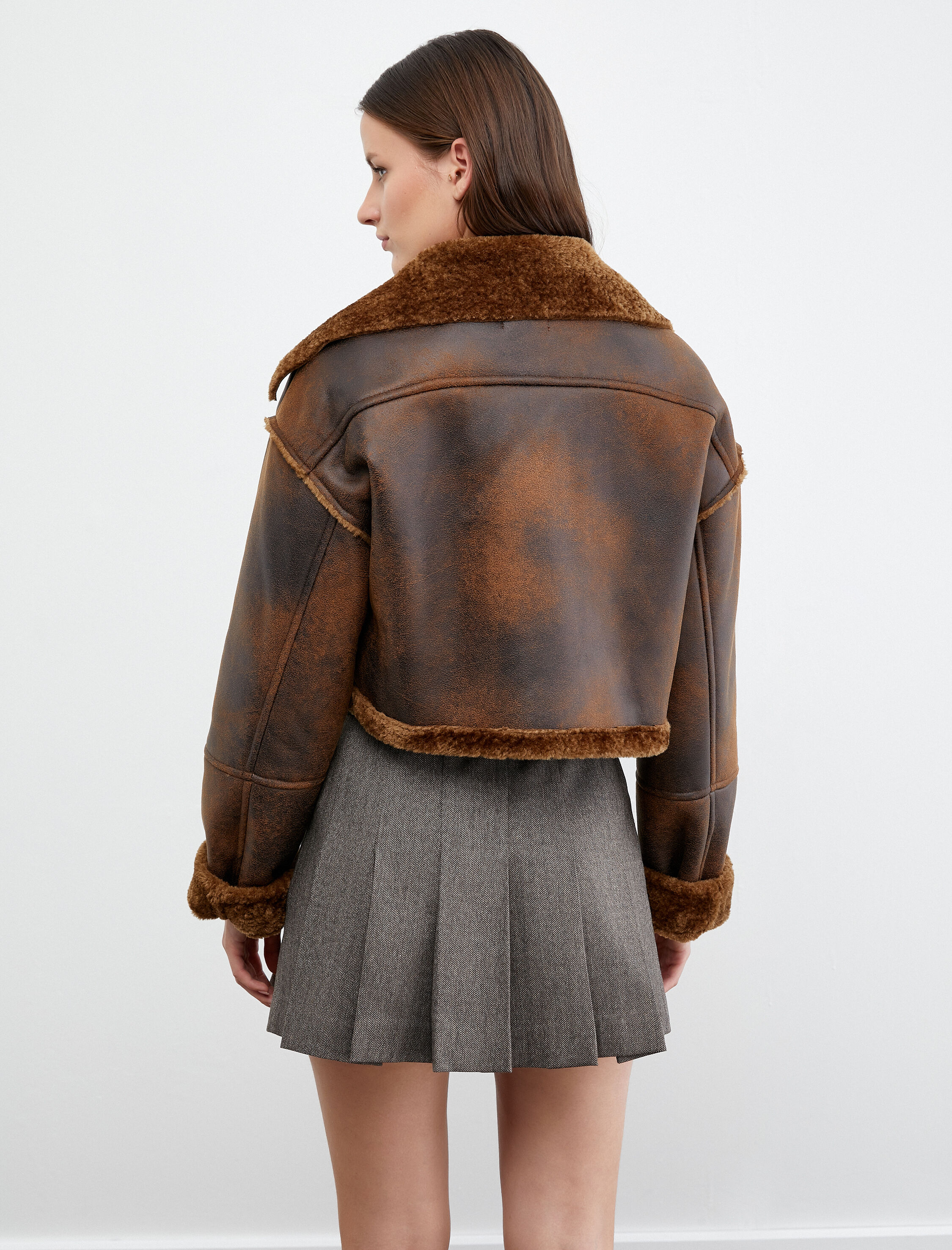   Tuba Ünsal X Koton - Suni Deri Biker Ceket