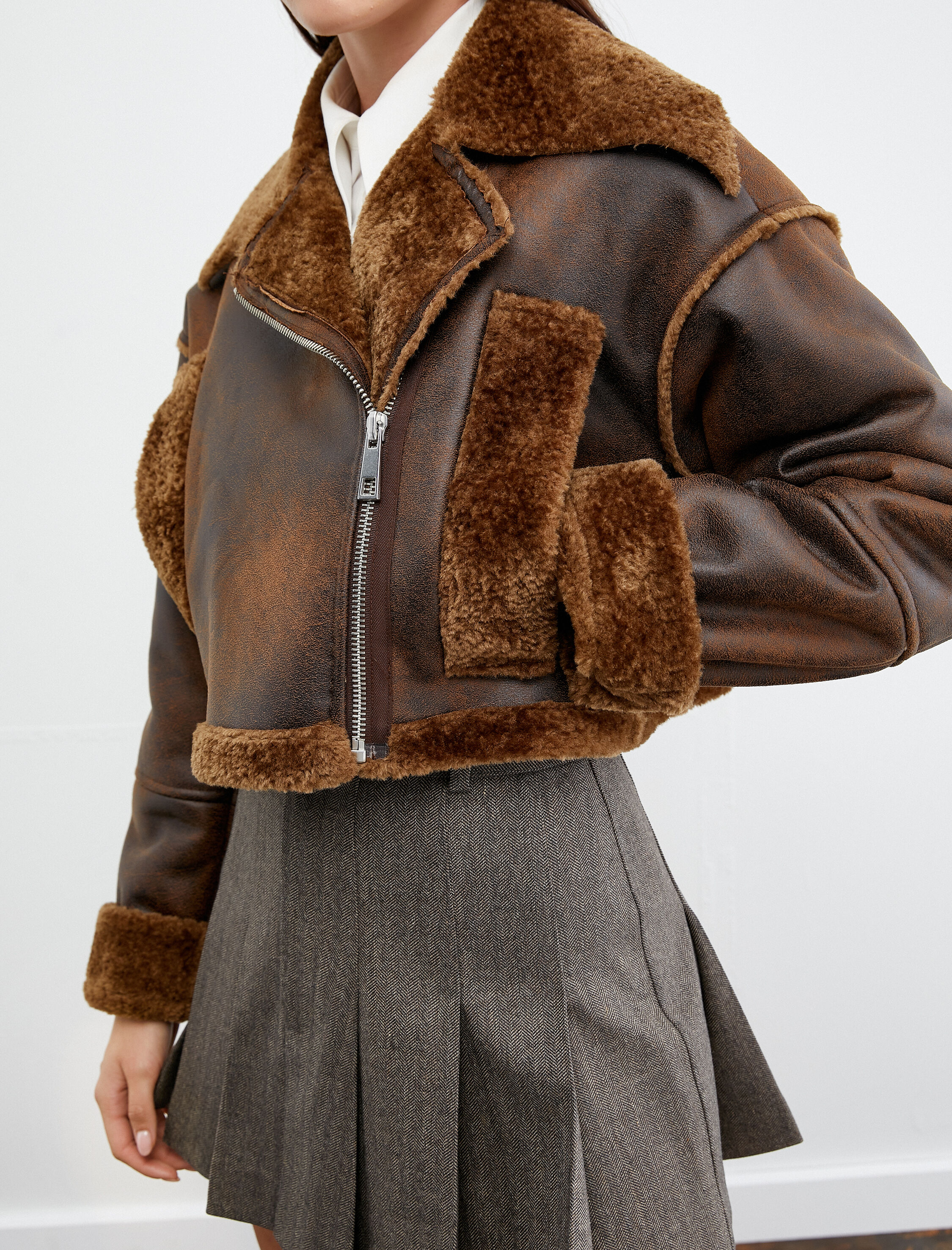   Tuba Ünsal X Koton - Suni Deri Biker Ceket