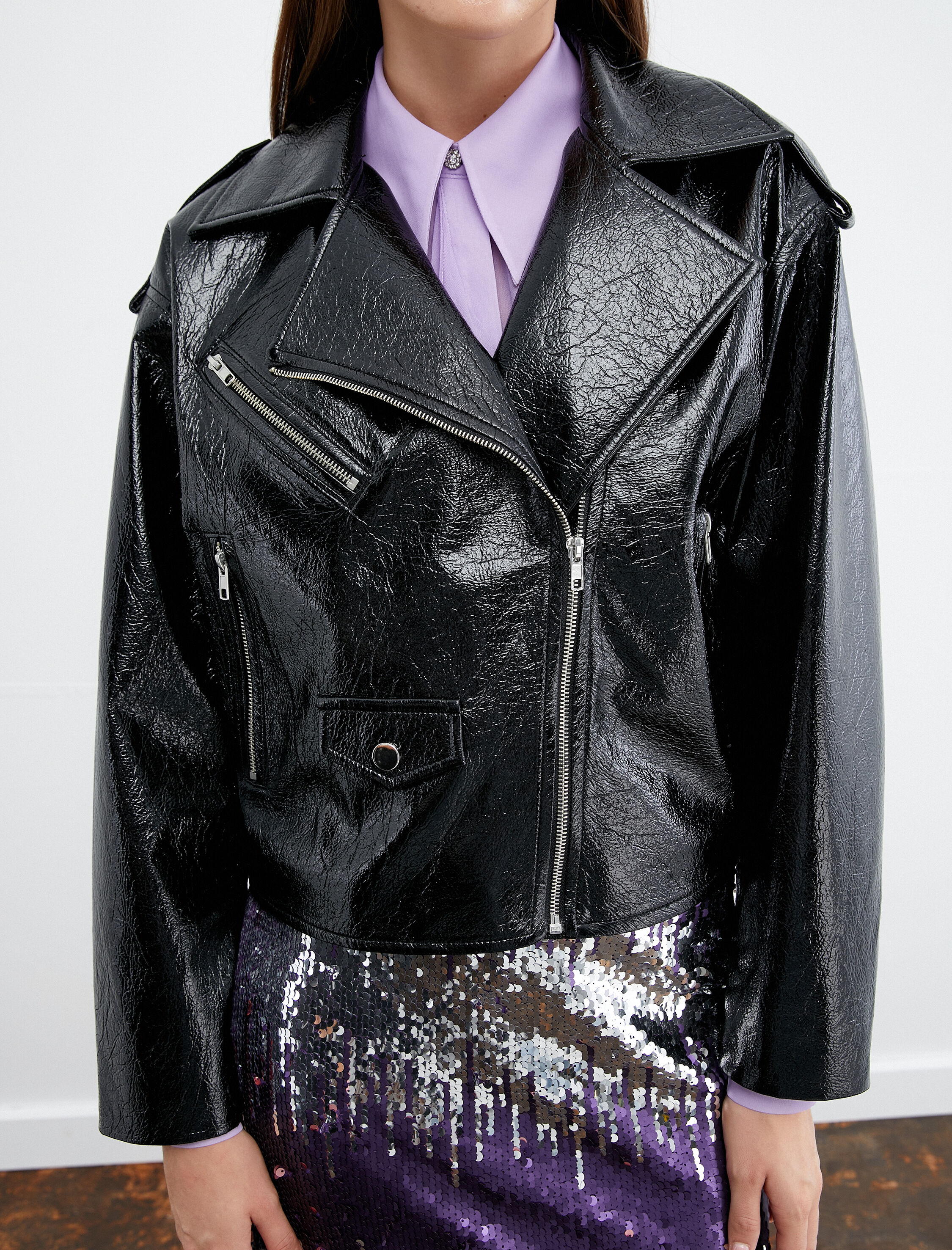   Suni Deri Biker Ceket