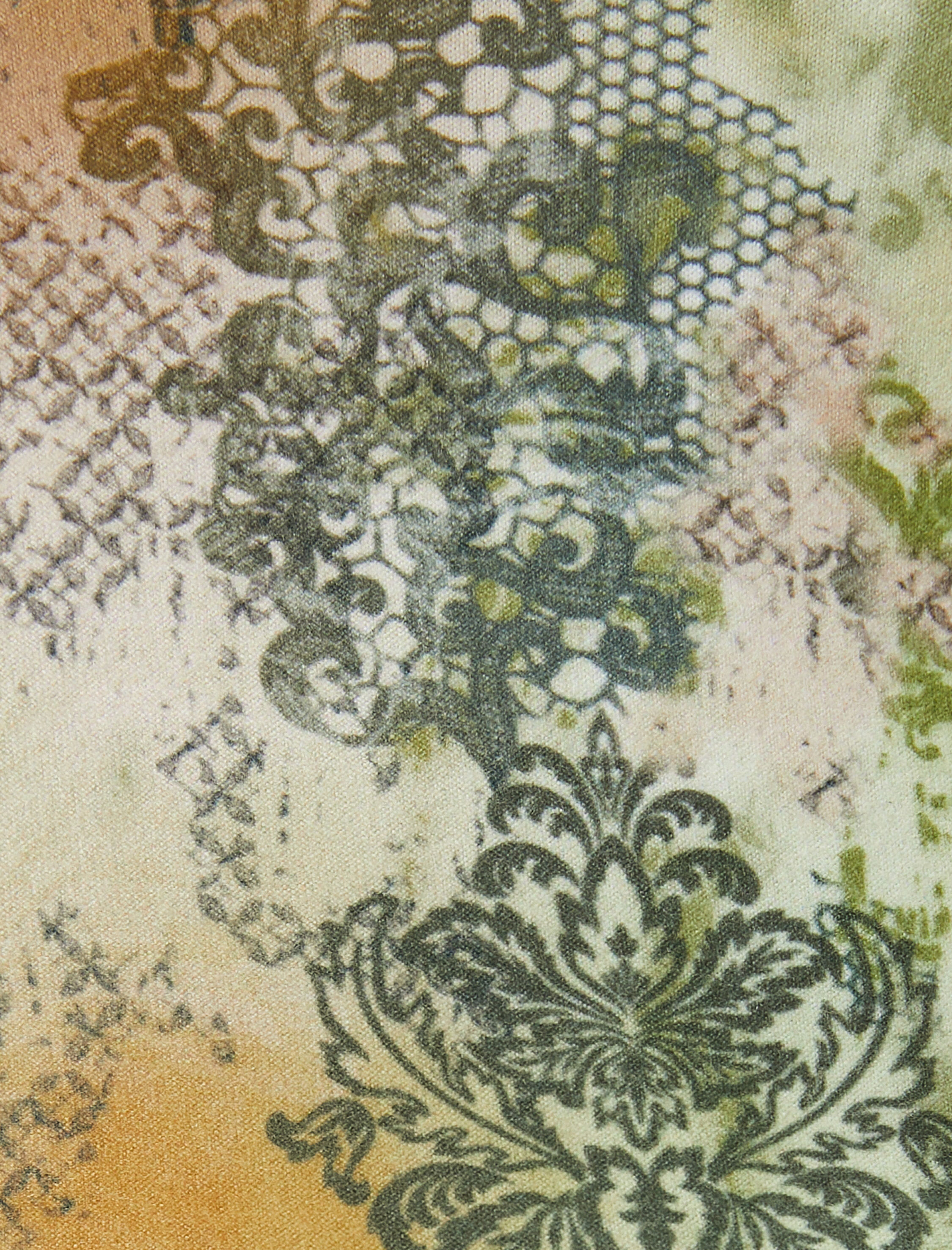   Floral Mini Elbise Uzun Kollu Katlı Dik Yaka