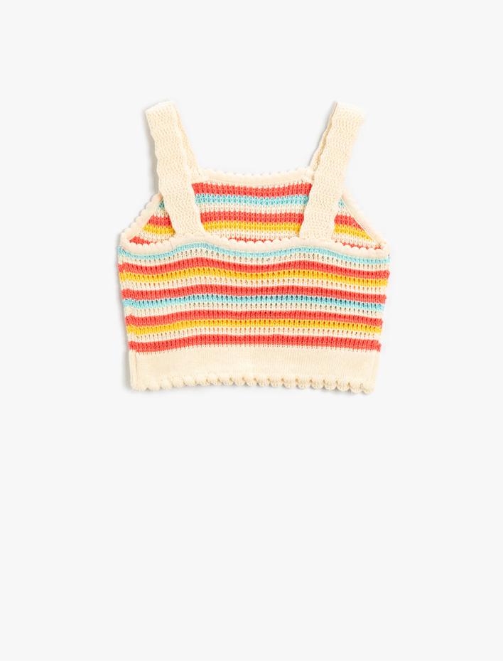 Kız Çocuk Desenli Crop Triko Atlet