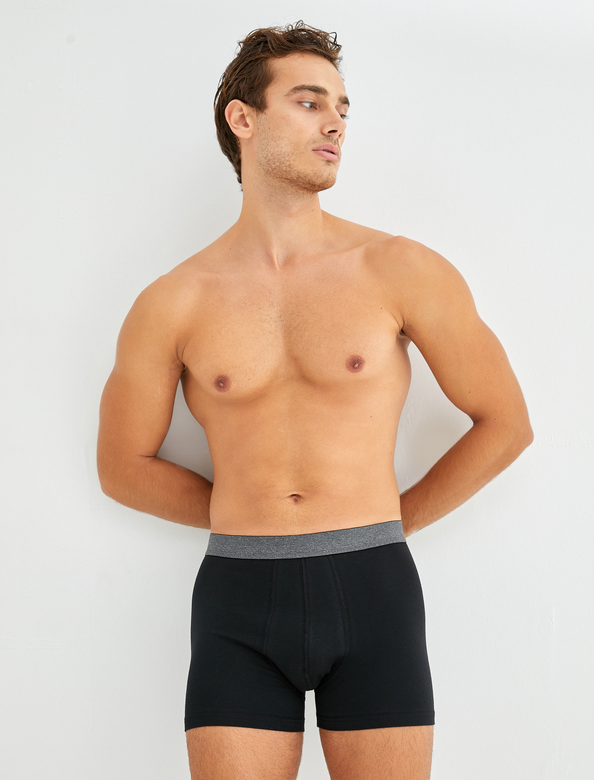   Basic 3'lü Boxer Seti Pamuklu Beli Lastikli