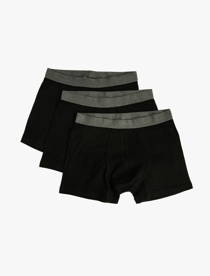  Basic 3'lü Boxer Seti Pamuklu Beli Lastikli