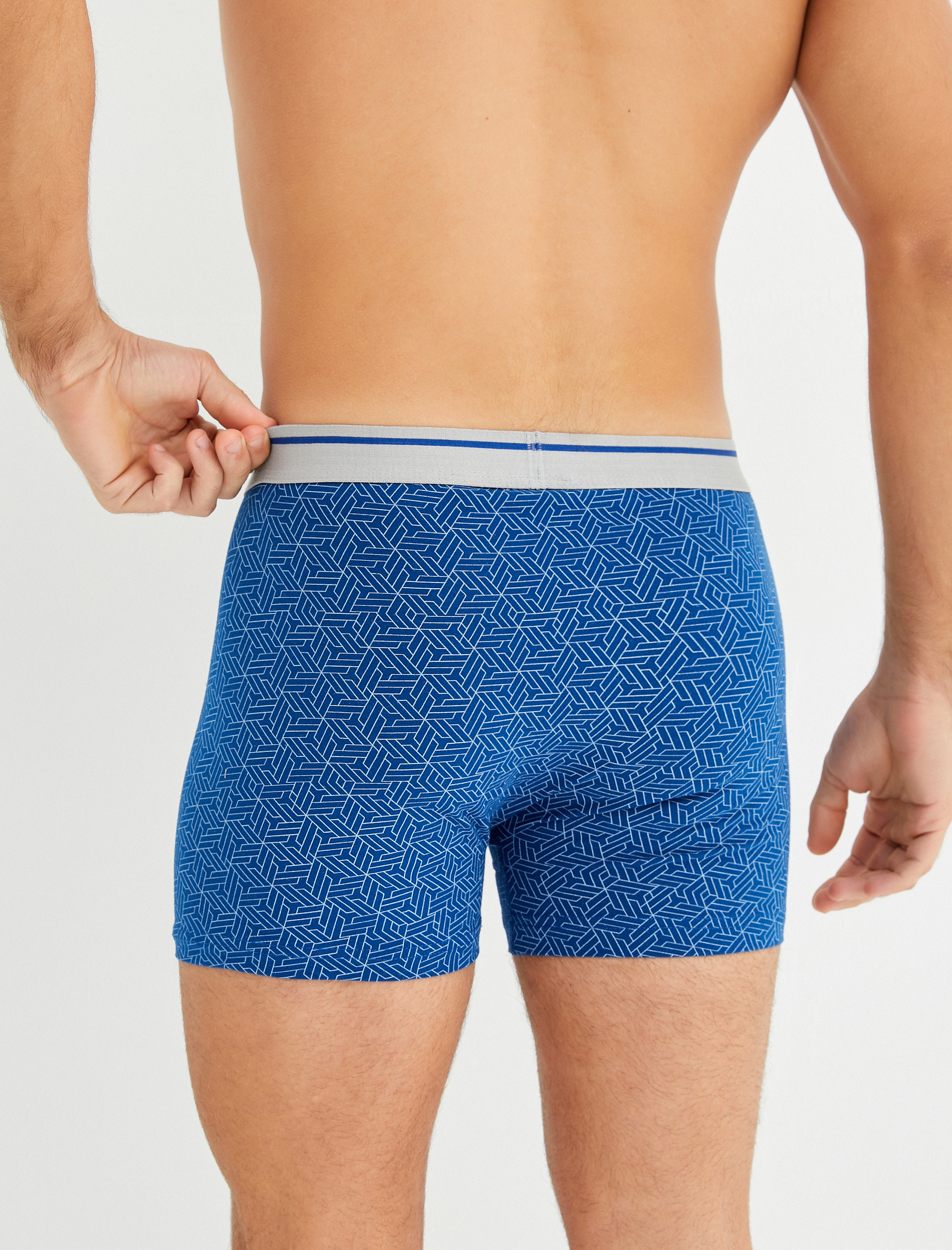 3'lü Boxer Seti Geometrik Baskı Detaylı Pamuklu
