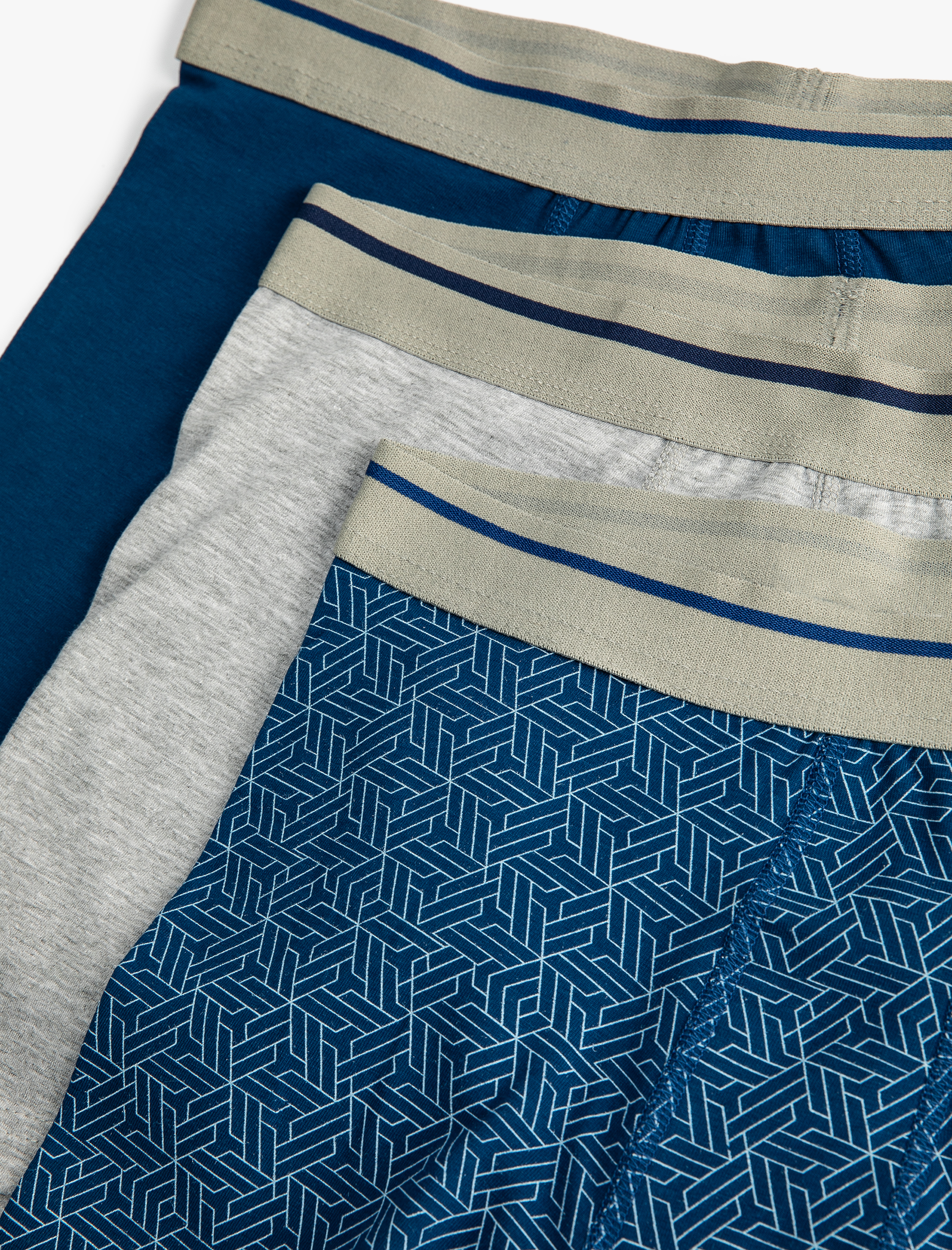 3'lü Boxer Seti Geometrik Baskı Detaylı Pamuklu