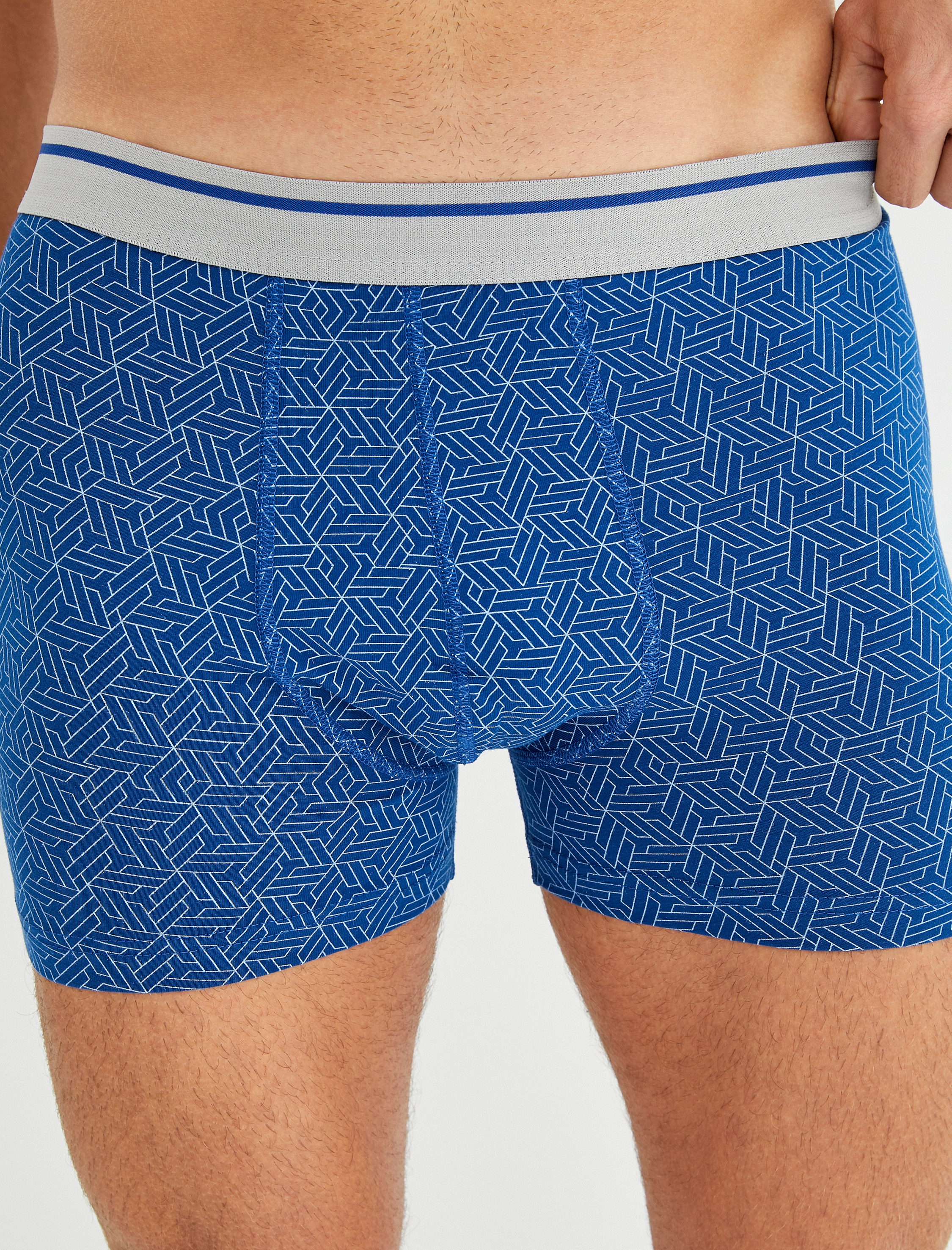 3'lü Boxer Seti Geometrik Baskı Detaylı Pamuklu