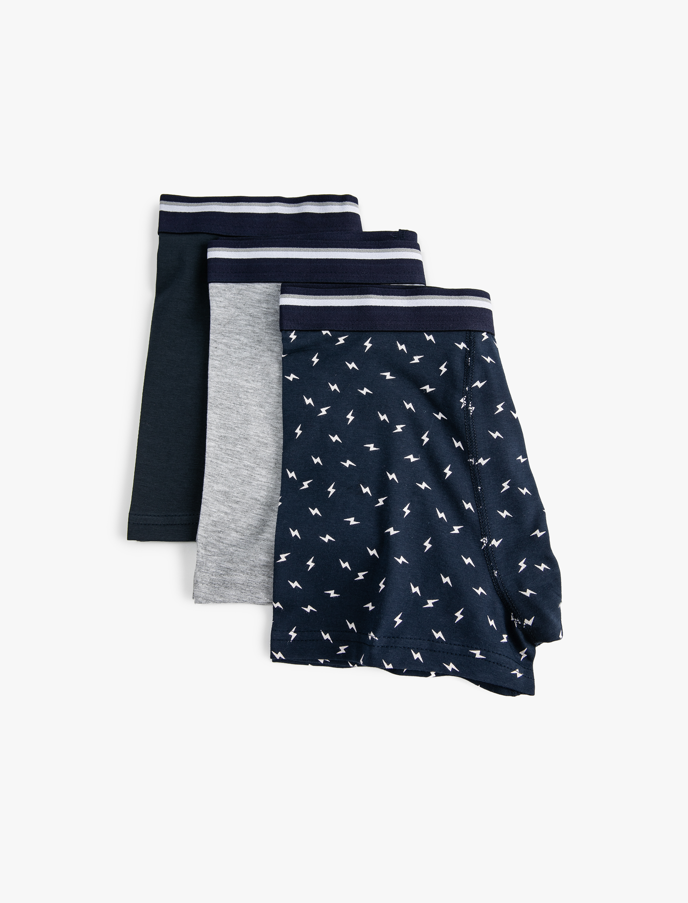   3'lü Boxer Seti Şimşek Baskılı Çok Renkli