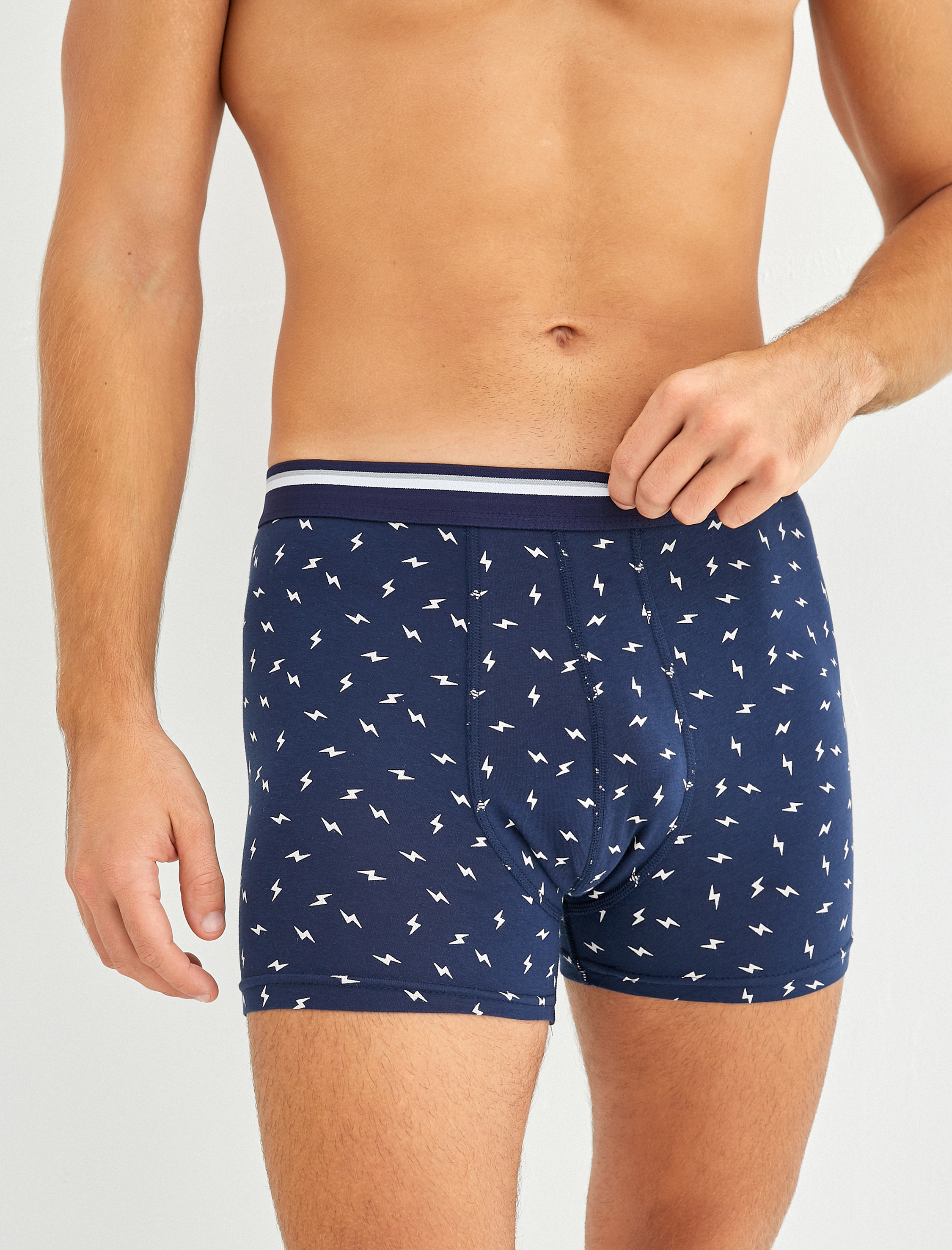   3'lü Boxer Seti Şimşek Baskılı Çok Renkli