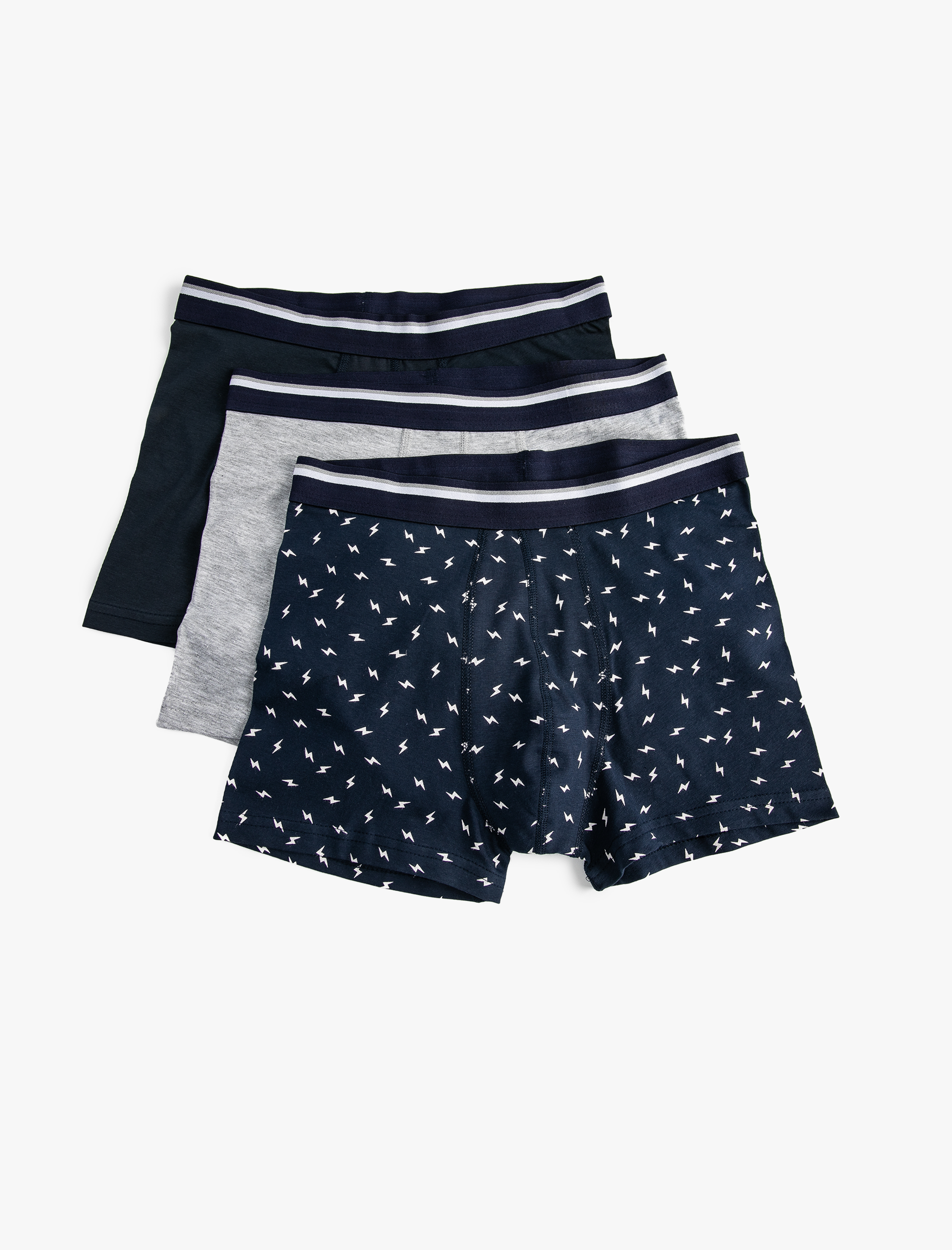   3'lü Boxer Seti Şimşek Baskılı Çok Renkli