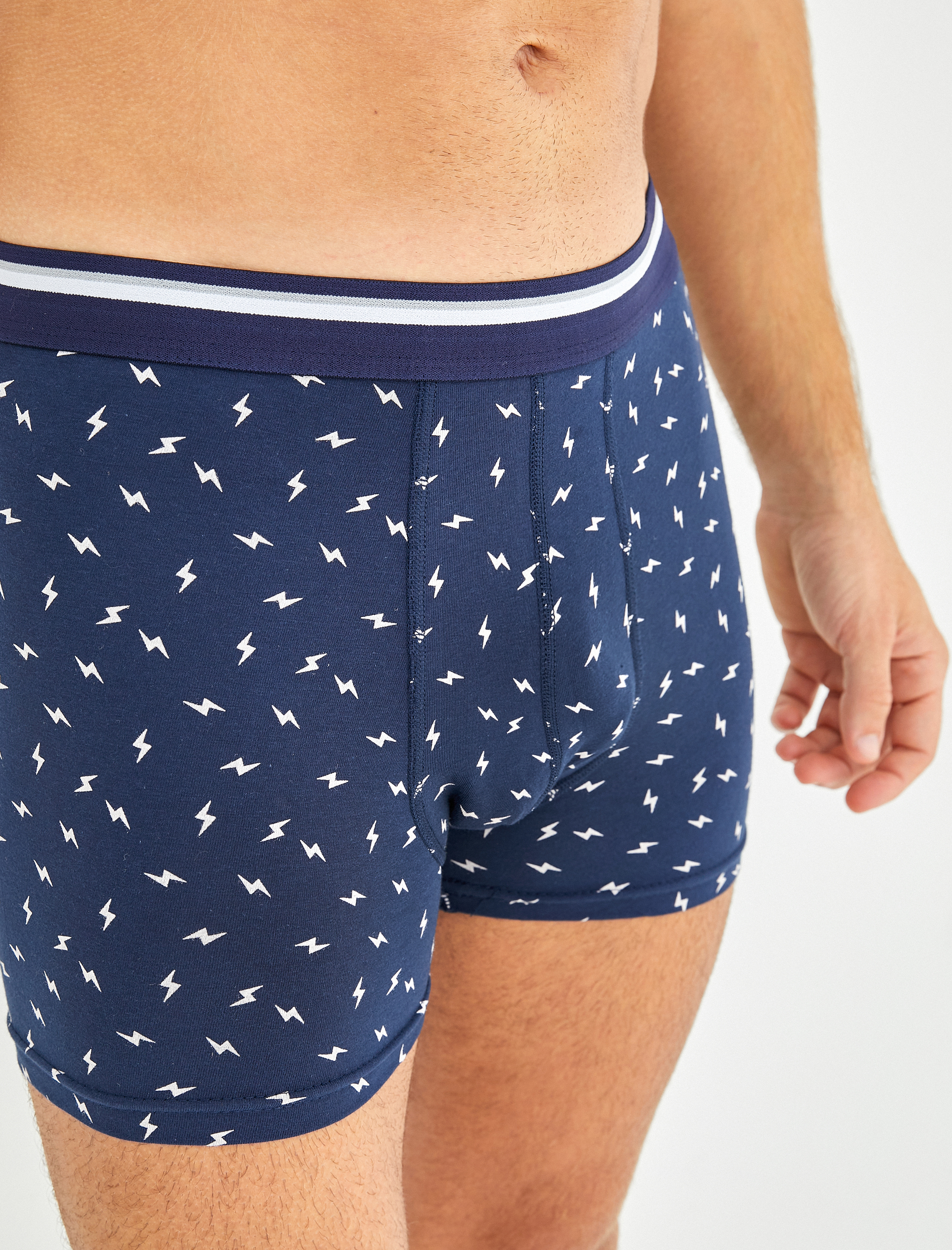   3'lü Boxer Seti Şimşek Baskılı Çok Renkli