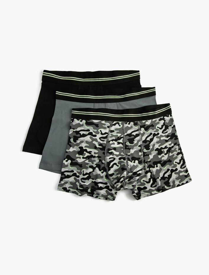  Kamuflaj Boxer Seti Baskılı 3'lü Çok Renkli
