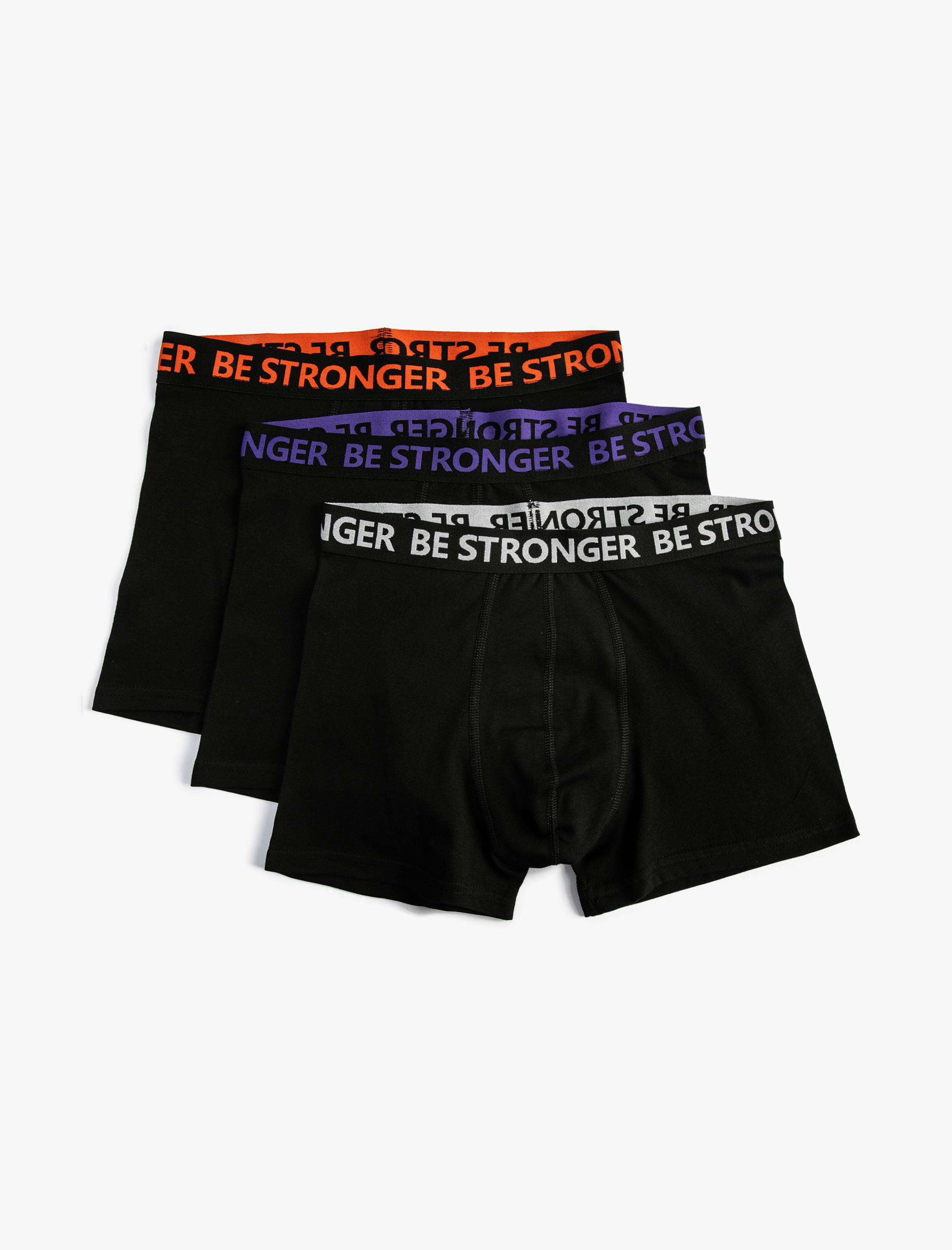   3'lü Boxer Seti Slogan Baskılı Çok Renkli