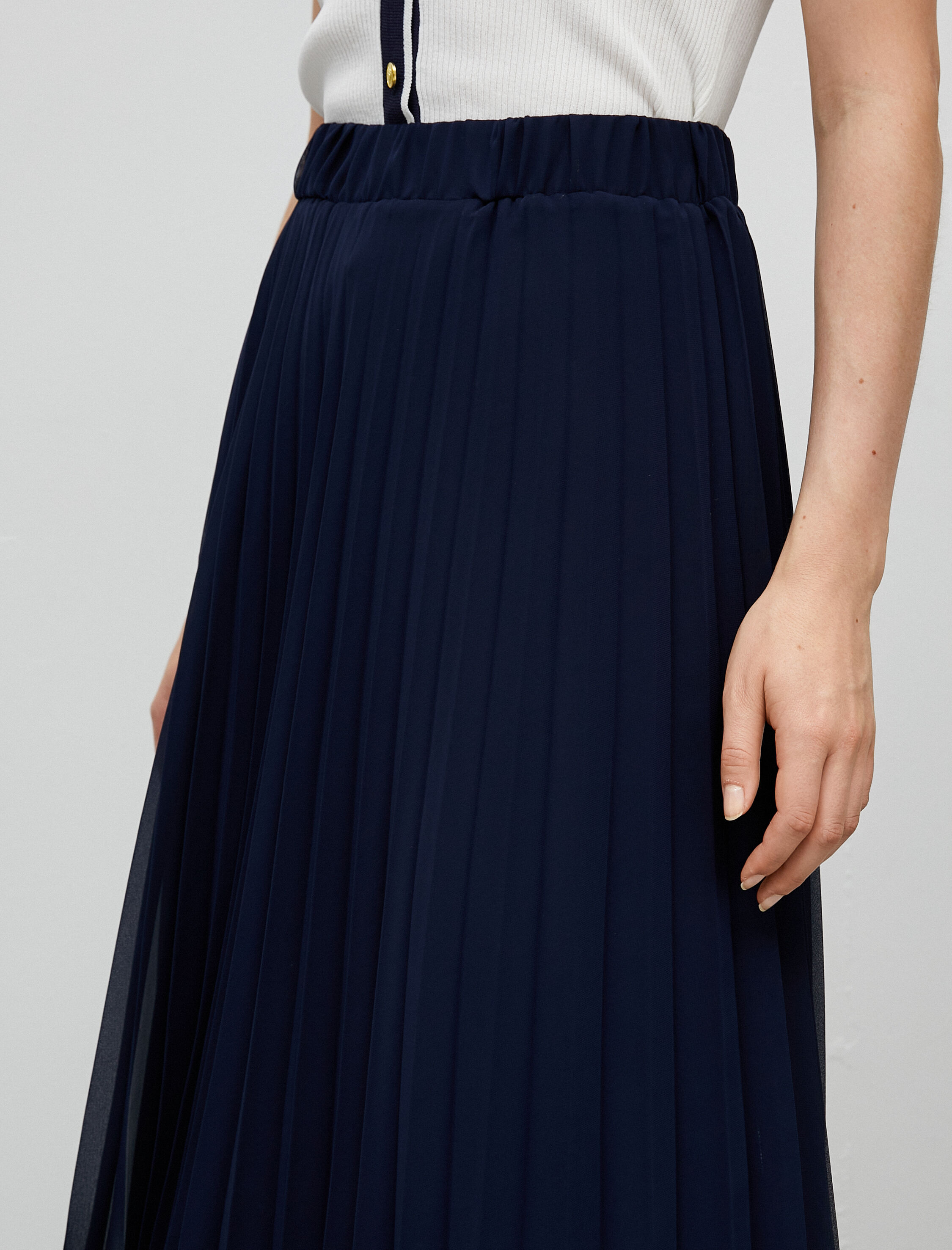   Midi Pileli Etek Lastikli Yüksek Bel Astarlı