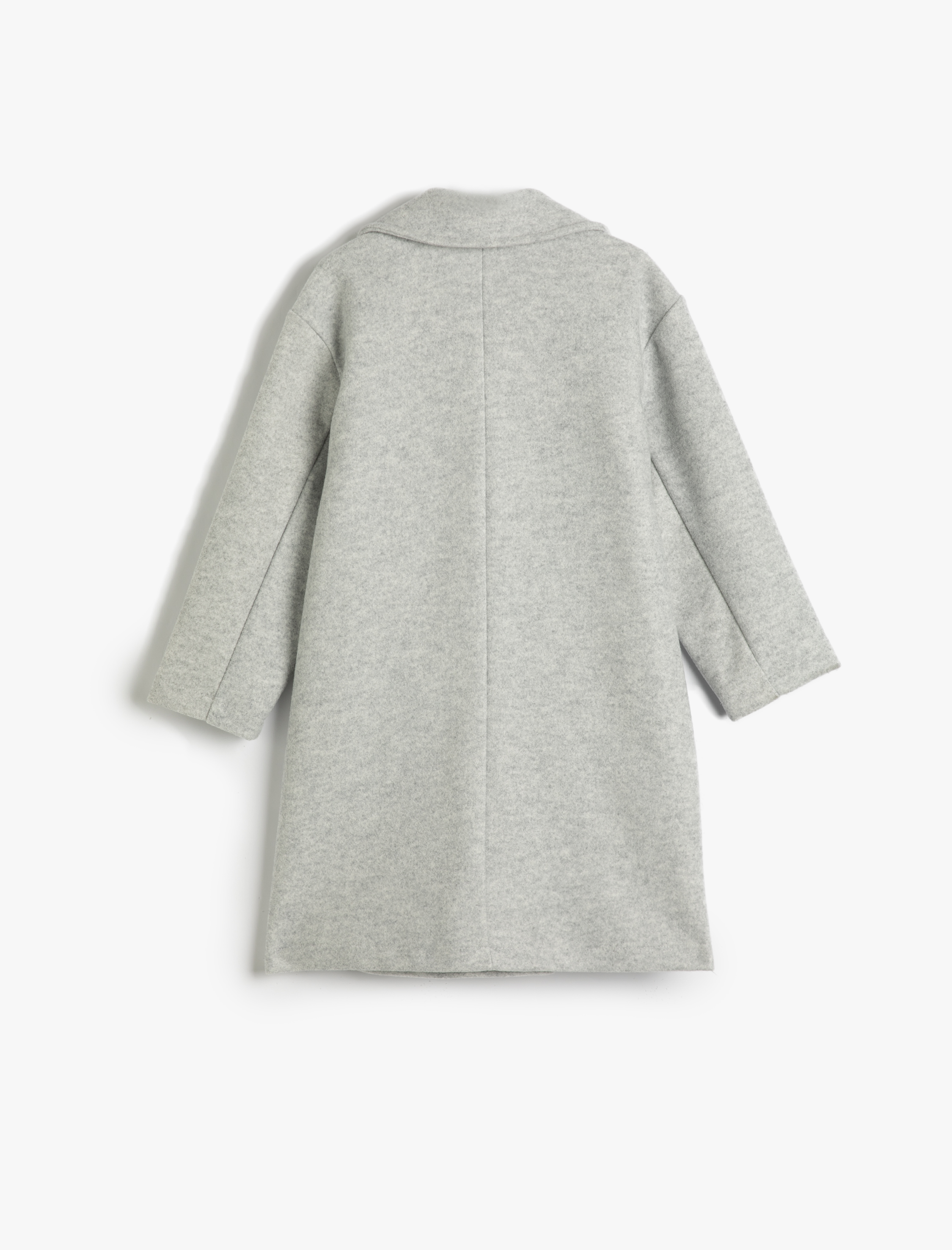  Kız Çocuk Uzun Mont Düğme Kapamalı Cep Detaylı