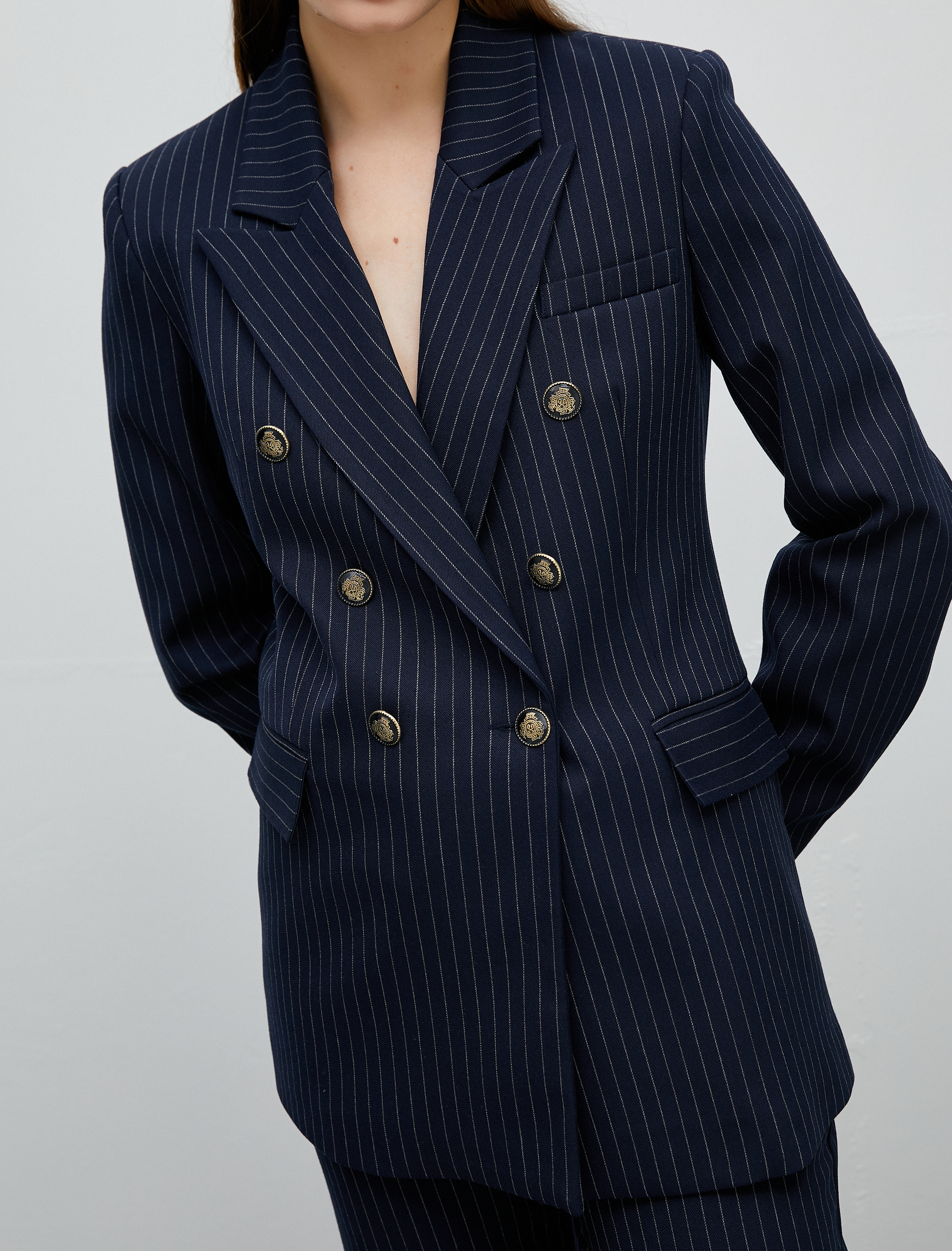   Blazer Ceket Kruvaze Düğmeli Cepli